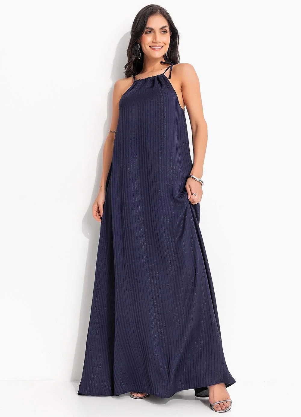 Quintess - Vestido Azul Marinho em Chiffon