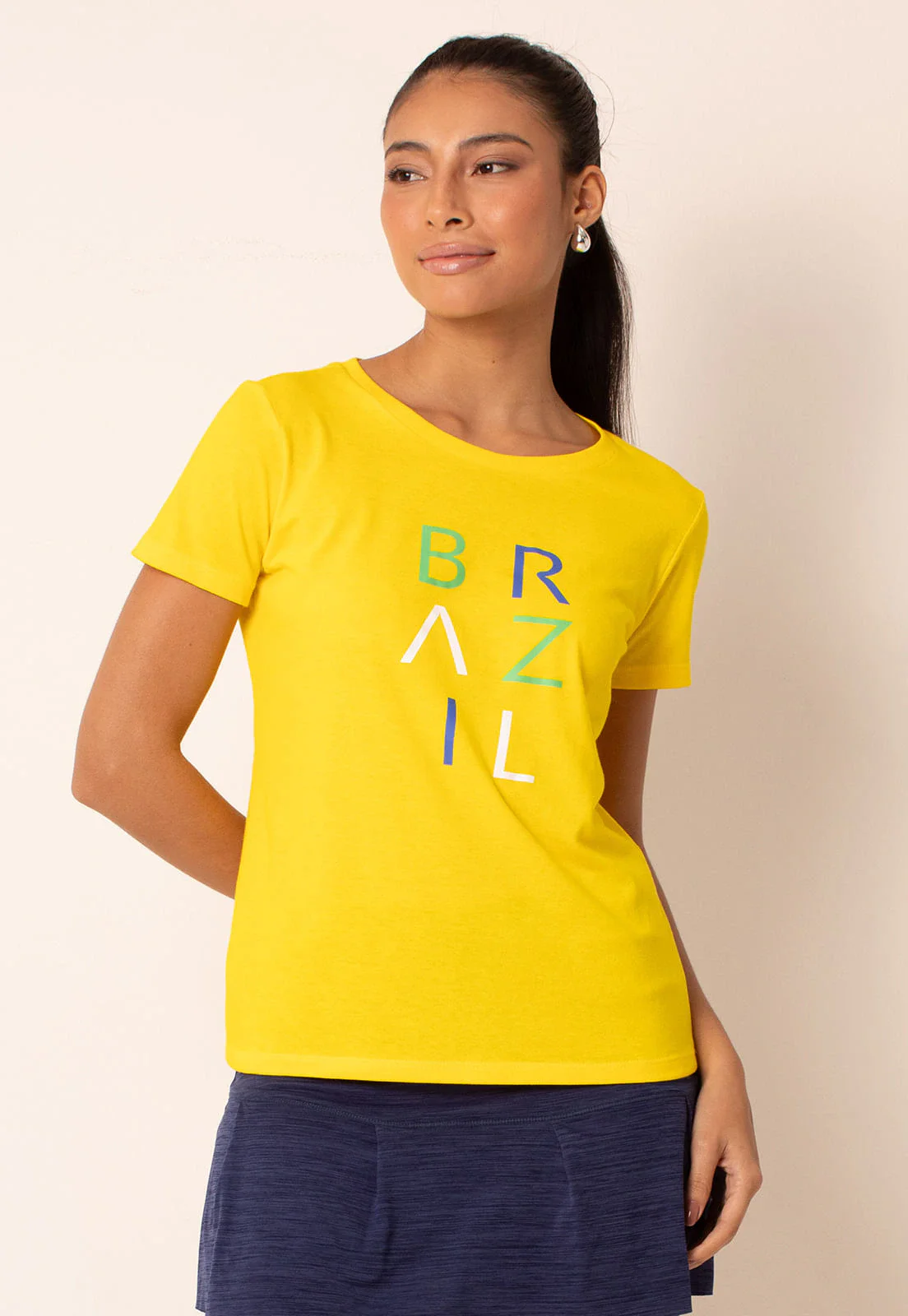 Camiseta Brasil em Cores Revolution Feminina Manga Curta