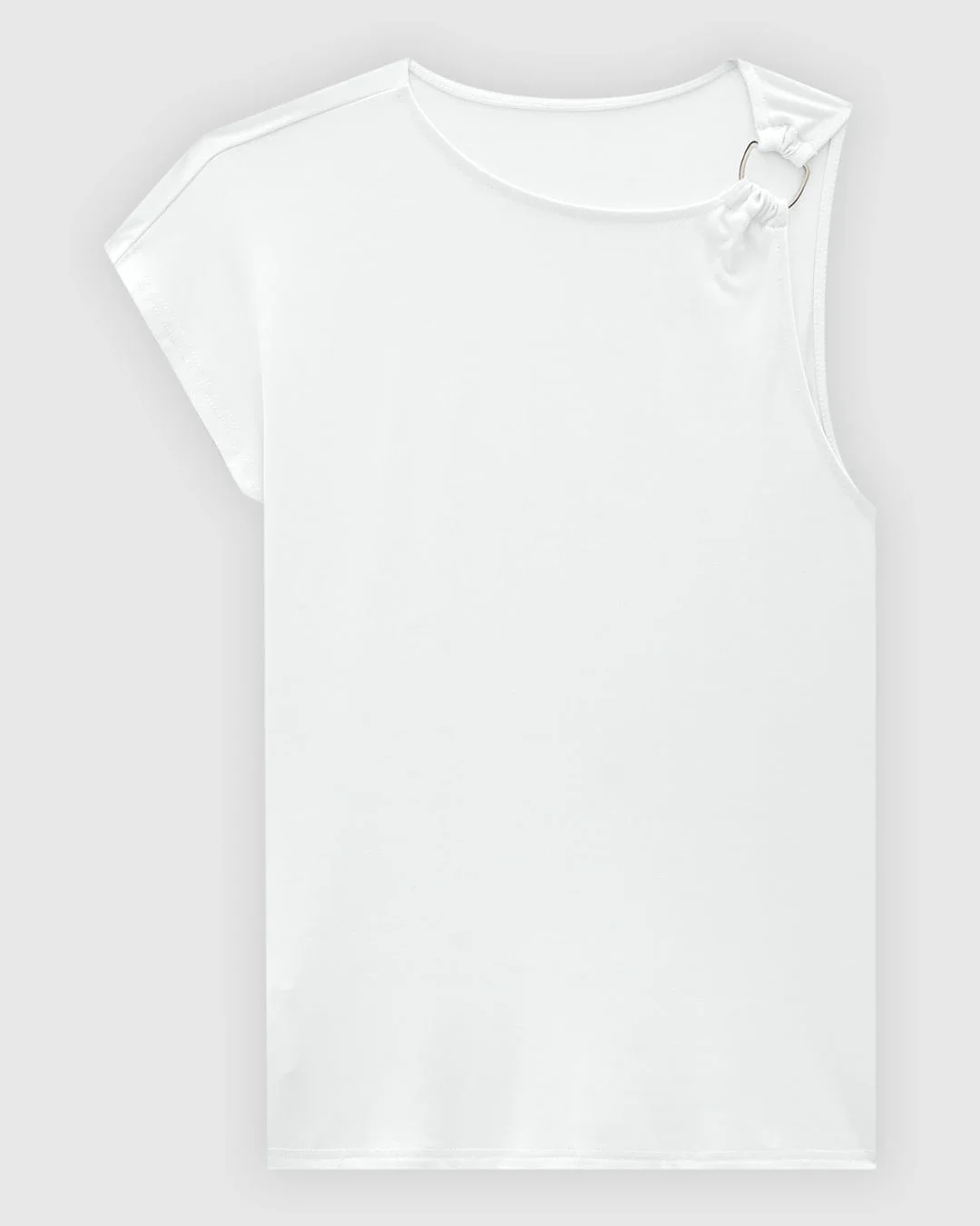 Blusa Feminina Assimétrica Argola Frontal Em Viscose Stretch - ENFIM