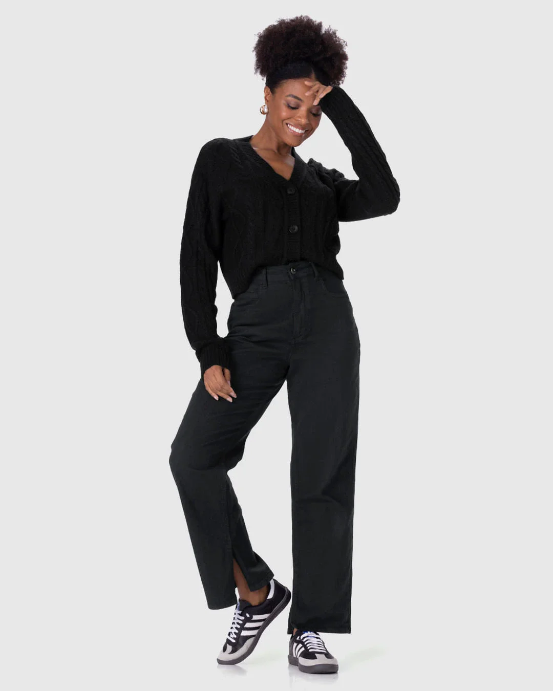 Cardigan Cropped Feminino Trançado Em Tricô