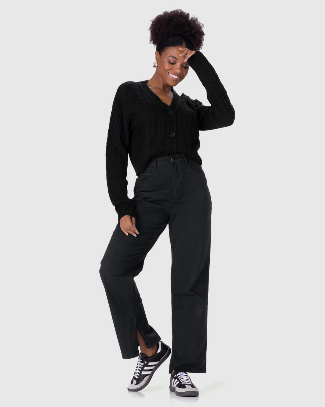 Cardigan Cropped Feminino Trançado Em Tricô
