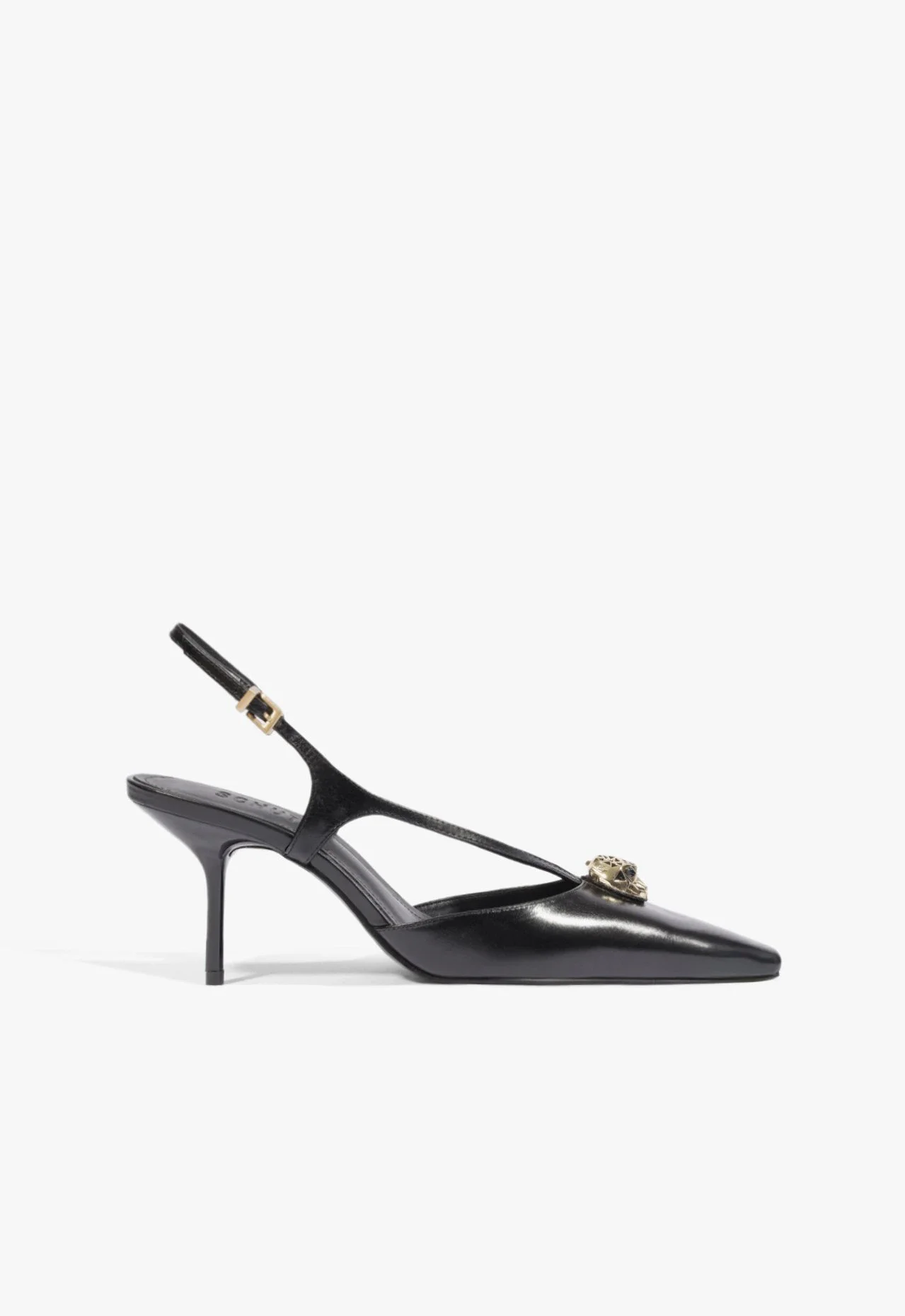 Scarpin Slingback Leoness Couro Preta