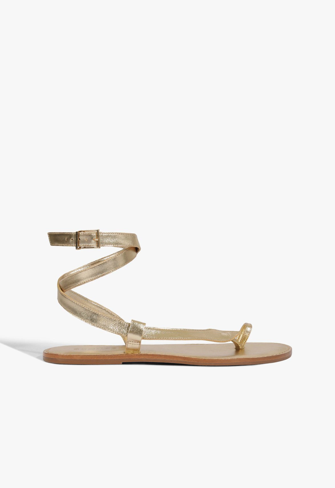 Sandália Cleo Flat Couro Dourada
