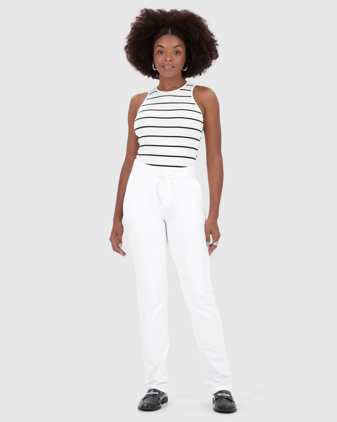 Calça Básica Feminina Reta Em Moletom Stretch Flanelado