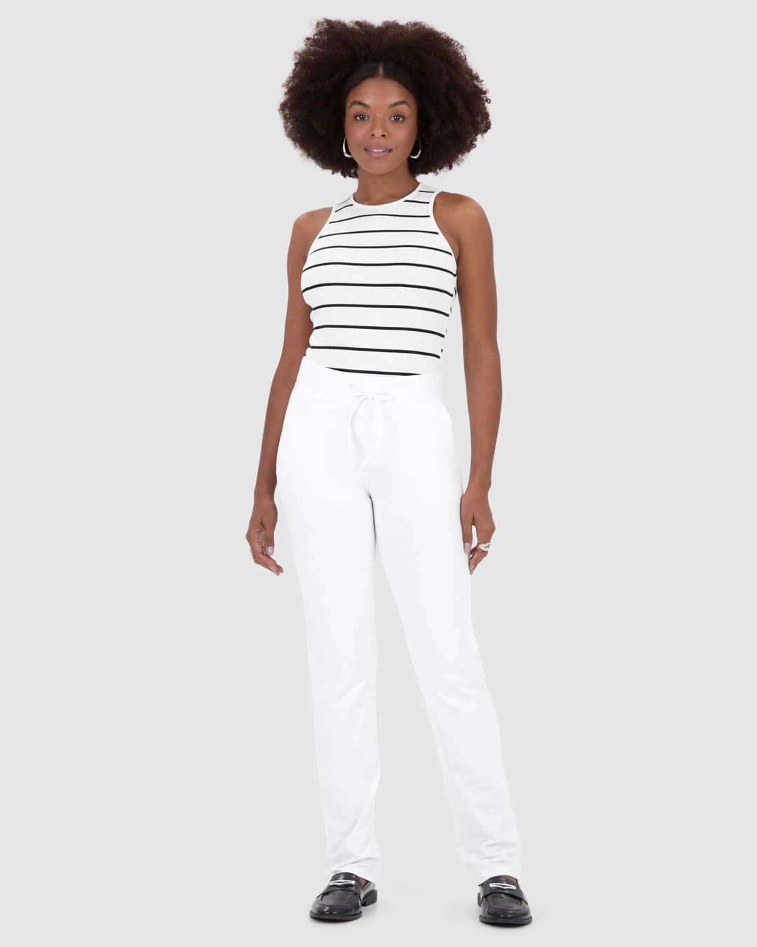 Calça Básica Feminina Reta Em Moletom Stretch Flanelado
