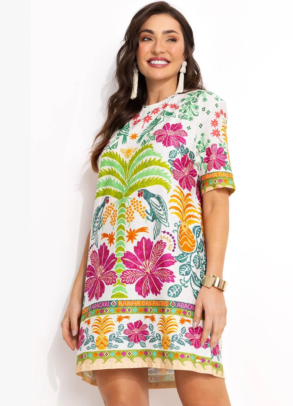 Farm - Vestido T-Shirt Off White
