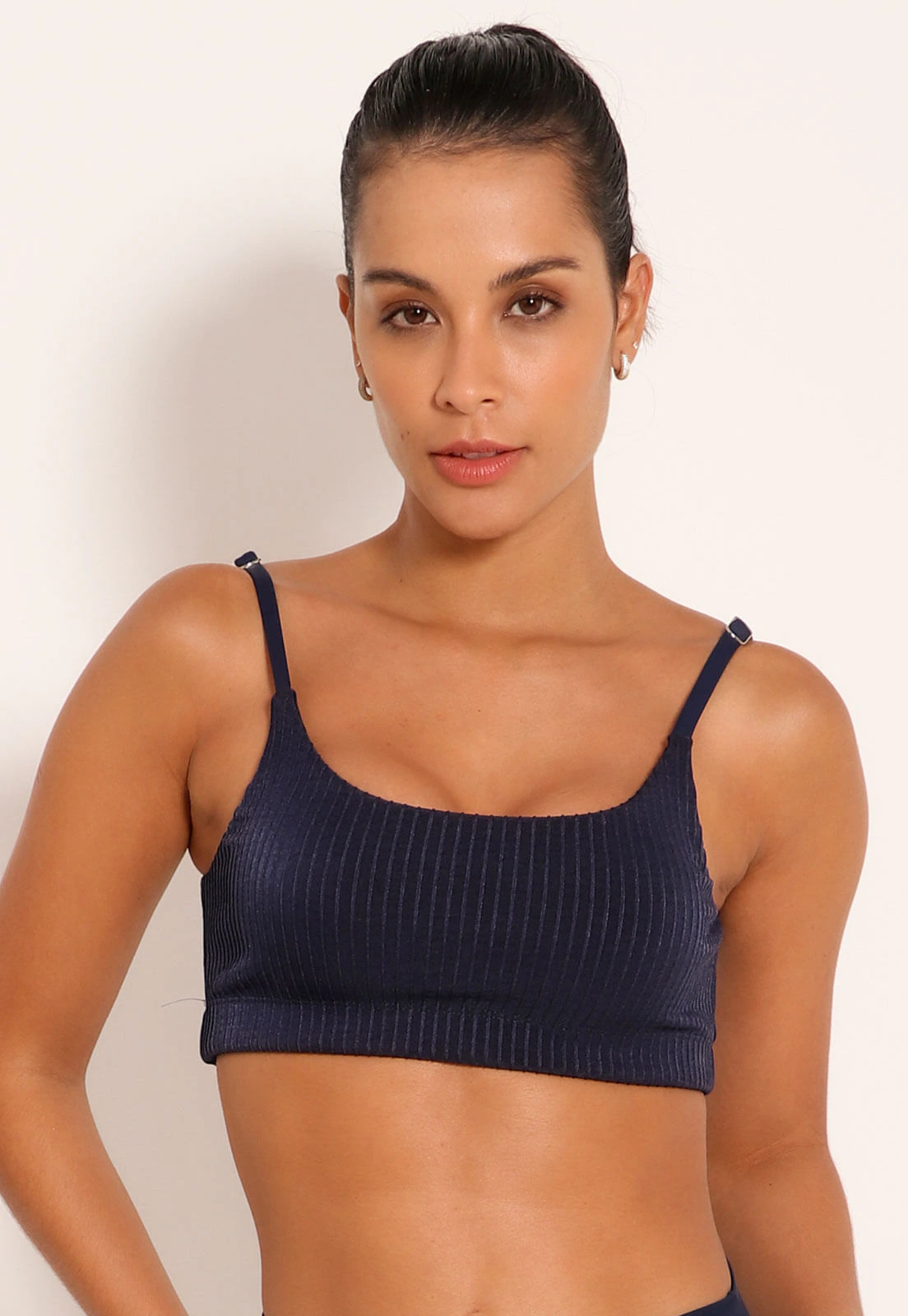 Top Fitness Canelado Regata Brilhante