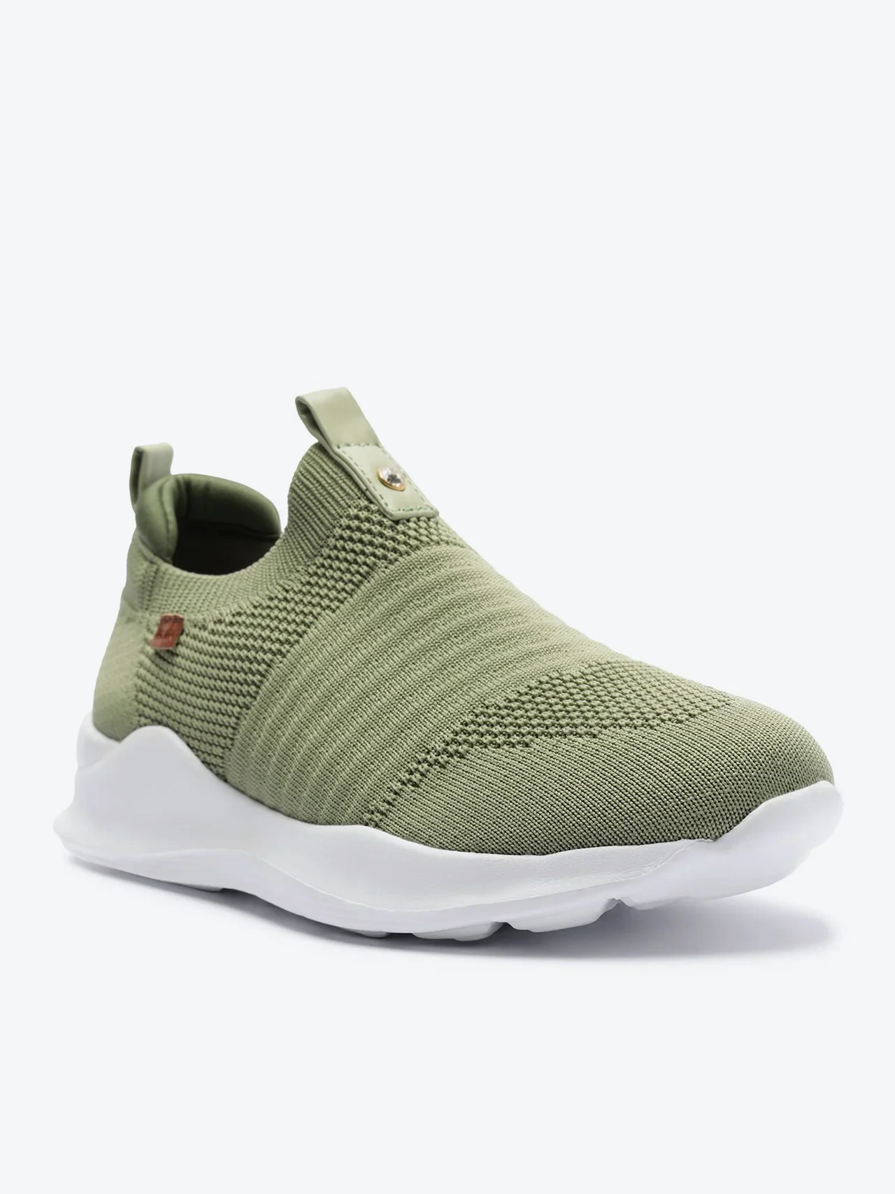 Tênis Slip On Knit Liso Verde