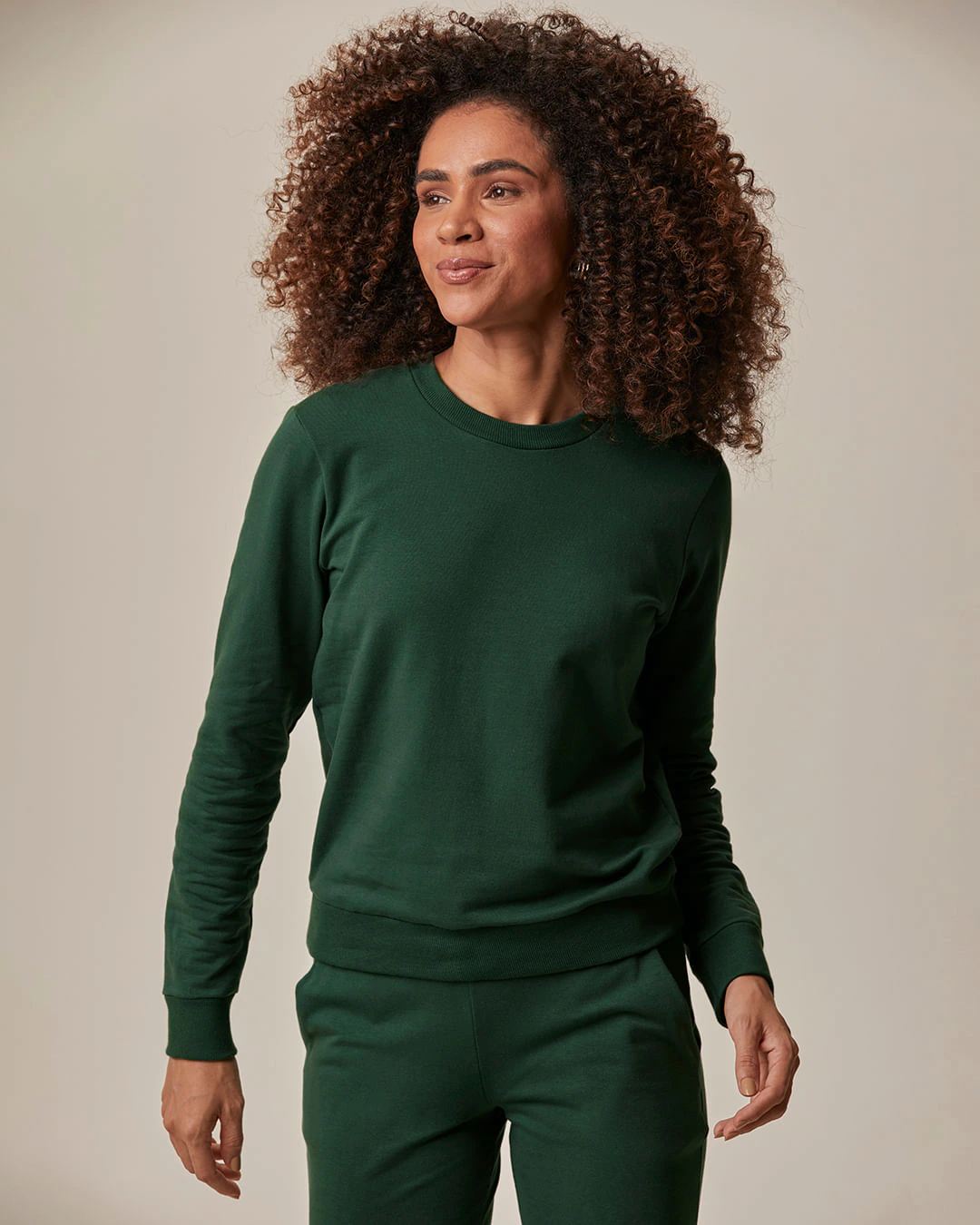 Blusão Básico Feminino Decote Redondo Em Moletom Stretch Flanelado