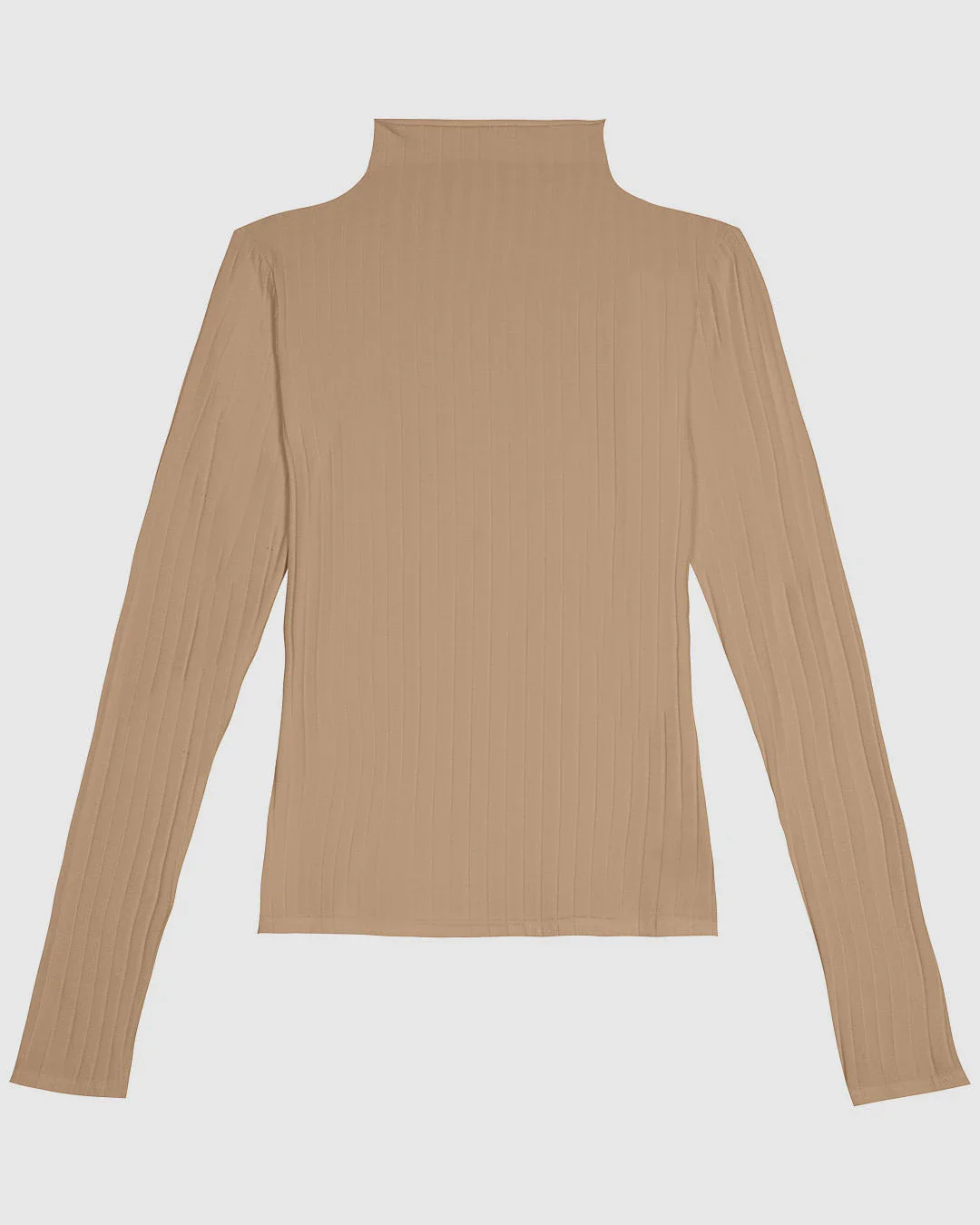 Blusa Básica Feminina Gola Alta Em Malha Canelada De Viscose