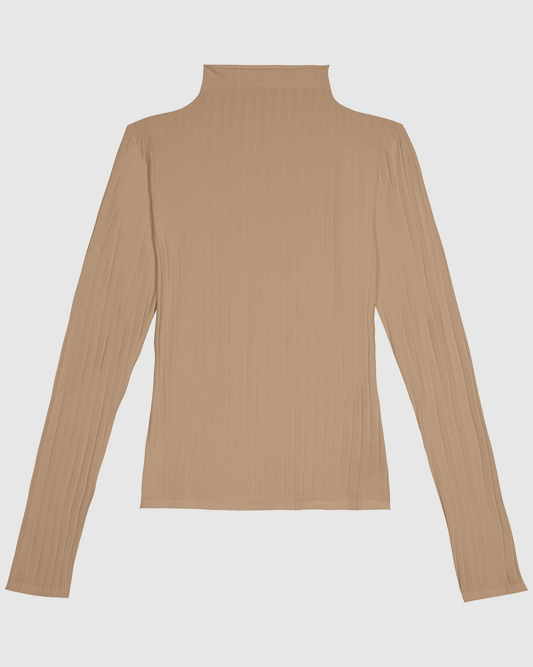 Blusa Básica Feminina Gola Alta Em Malha Canelada De Viscose