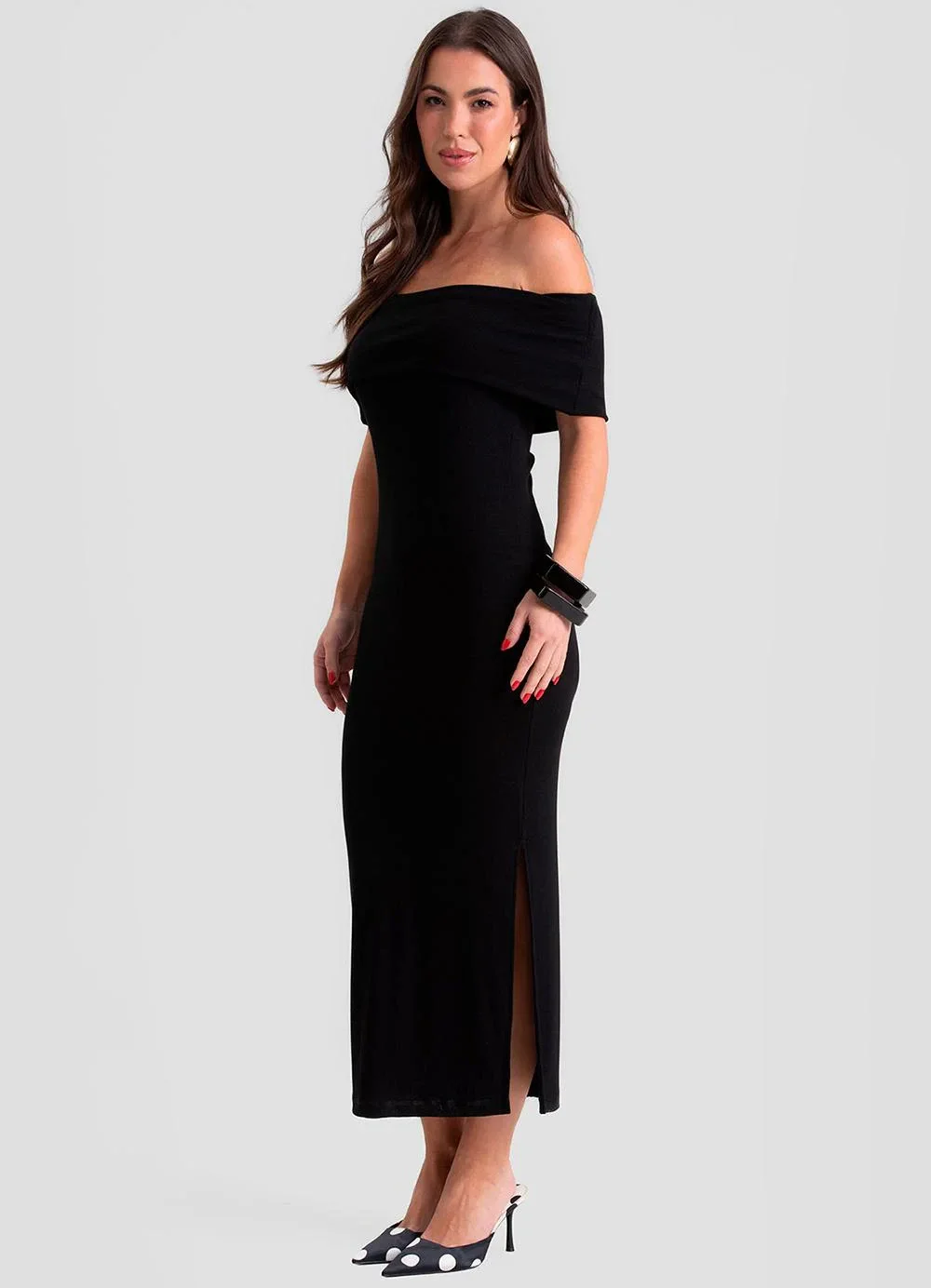 Dianna - Vestido Longo Feminino Ombro a Ombro Preto