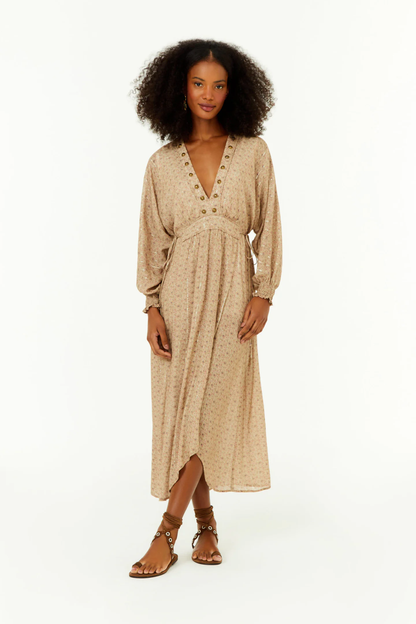 Vestido Midi Decote Estampa Birdy