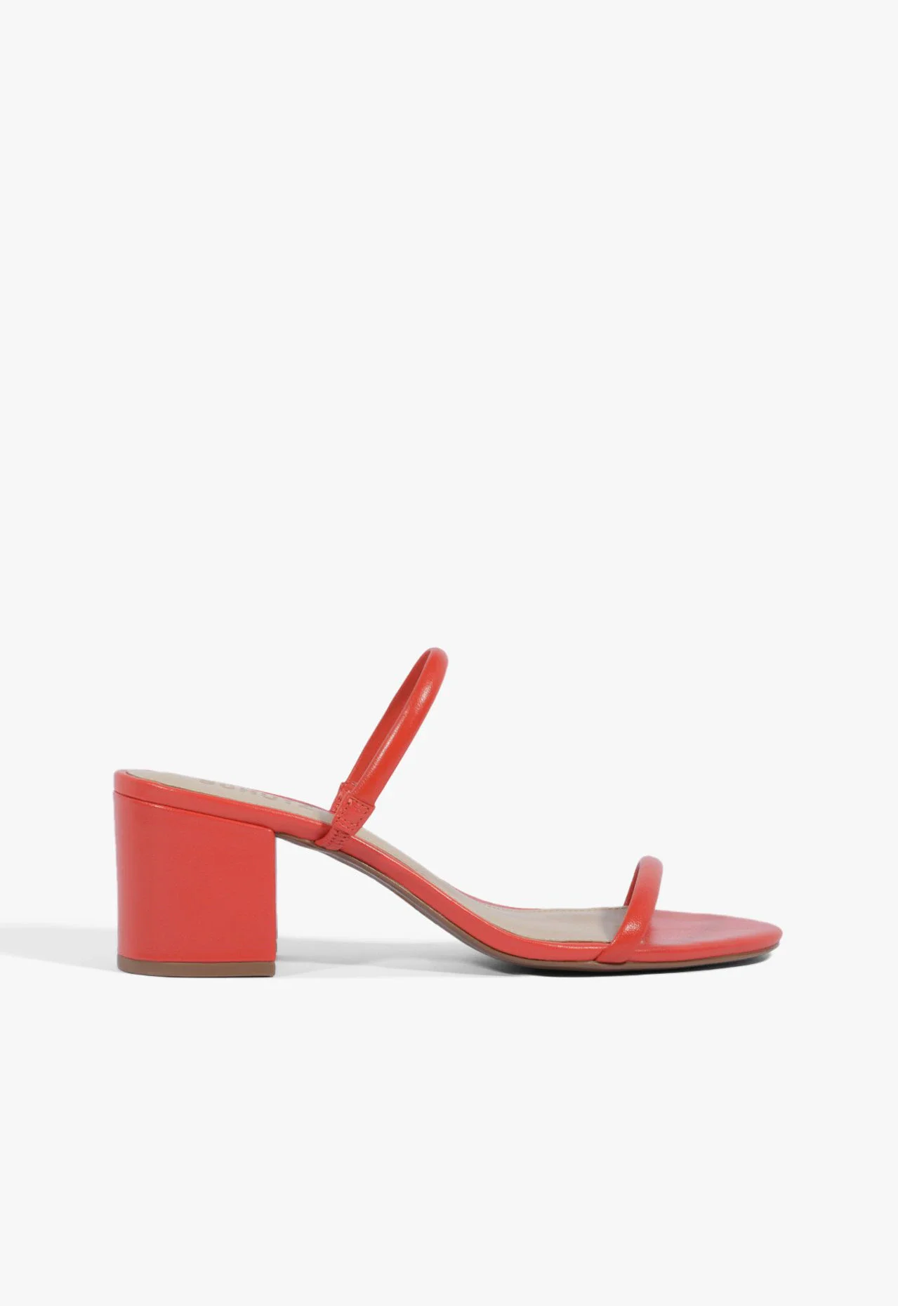 Tamanco Block Heel Straps Couro Vermelha