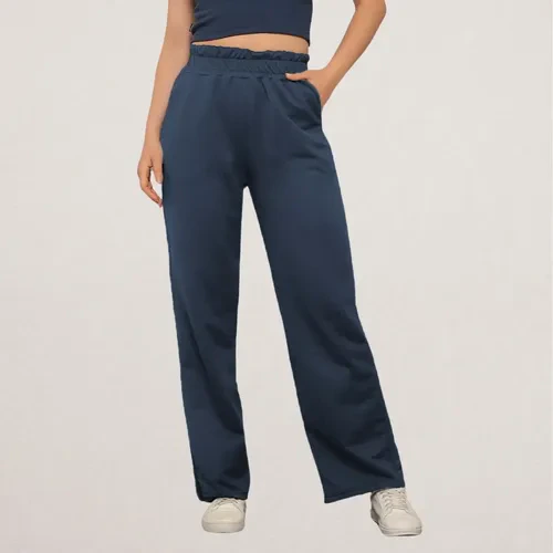 Calça Moletom Feminina Wide Leg Pantalona Com Felpa