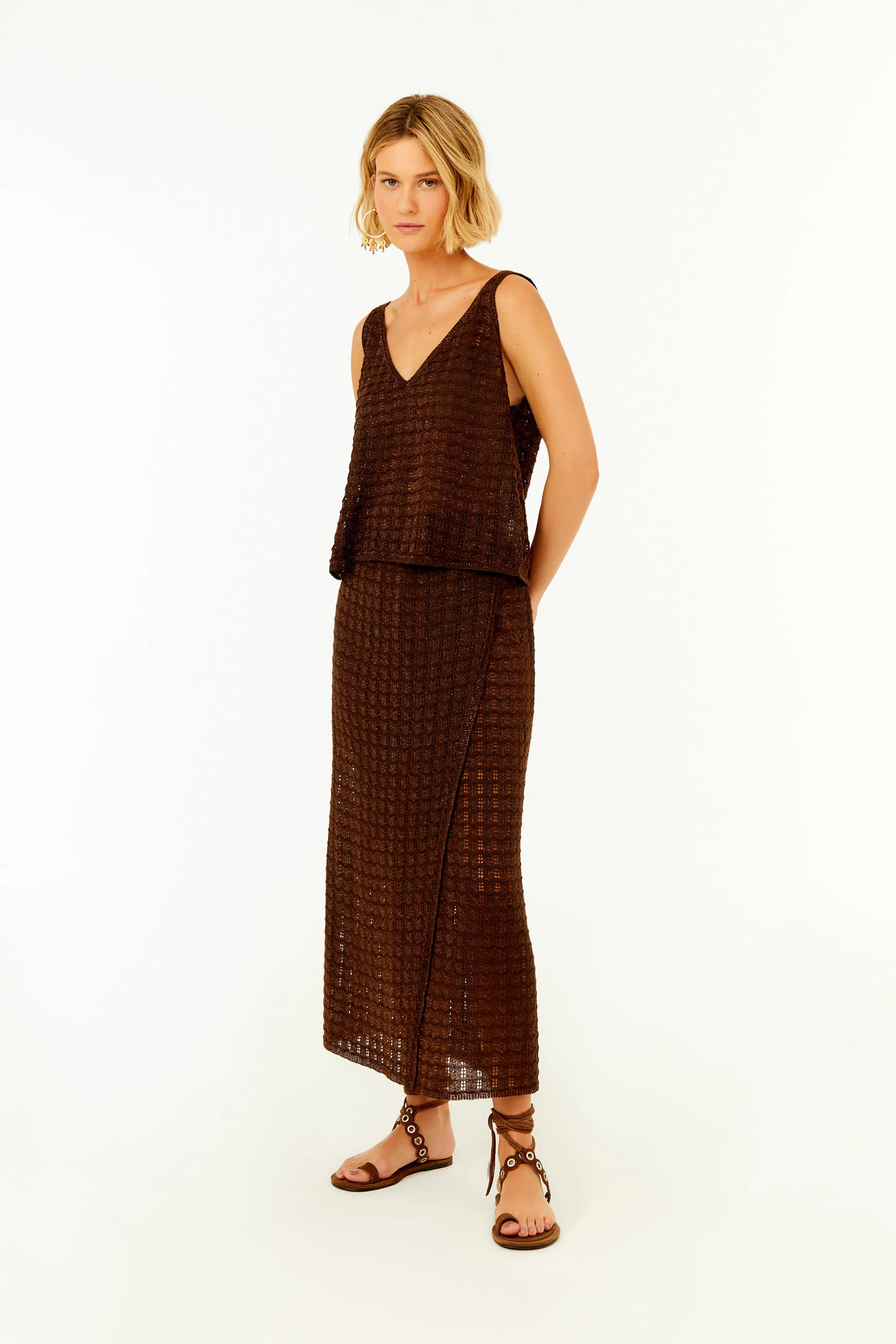 Saia Tricot Pareo Telada