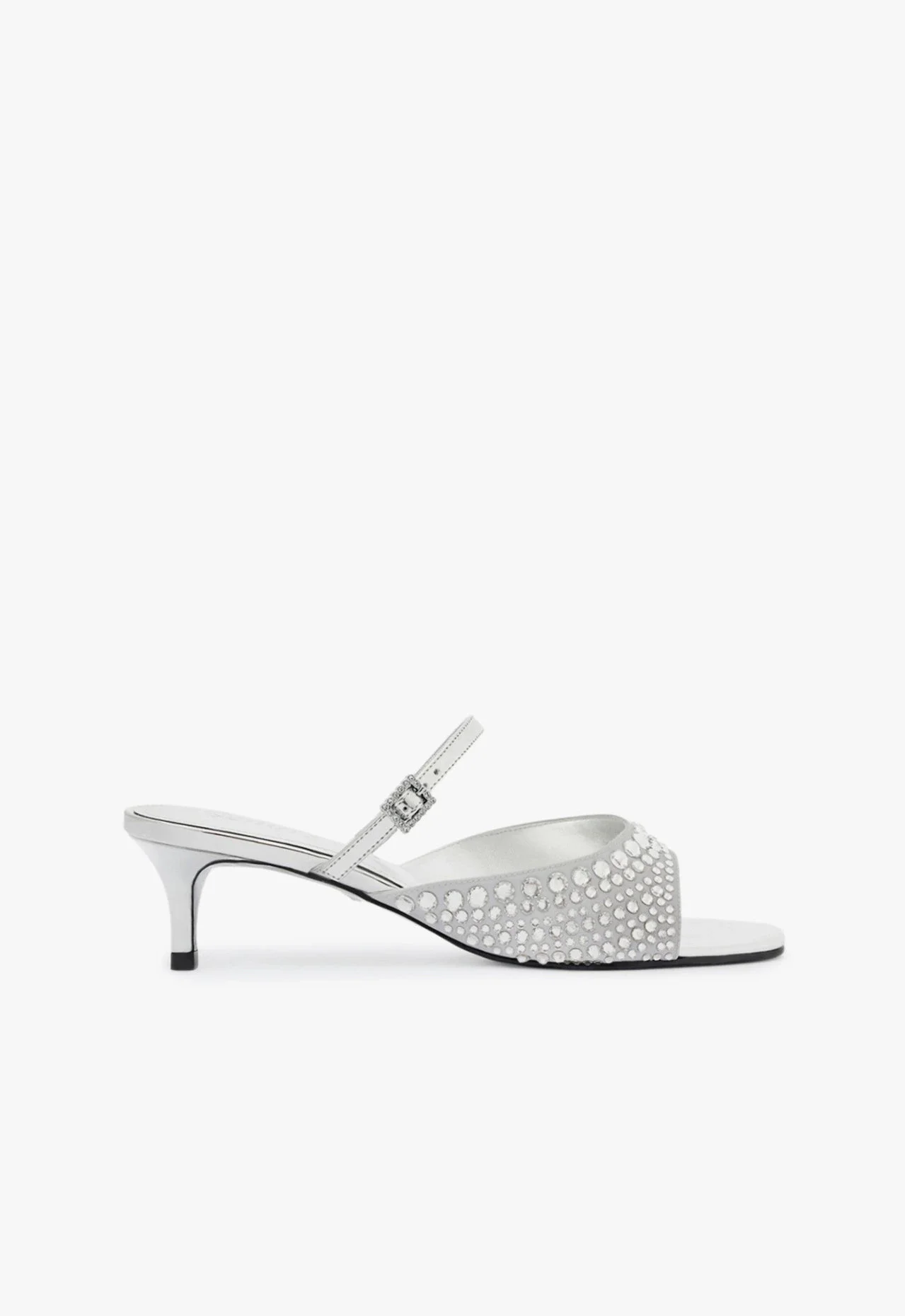 Tamanco Louise Low Tecido Prateada Crystal by Swarovski