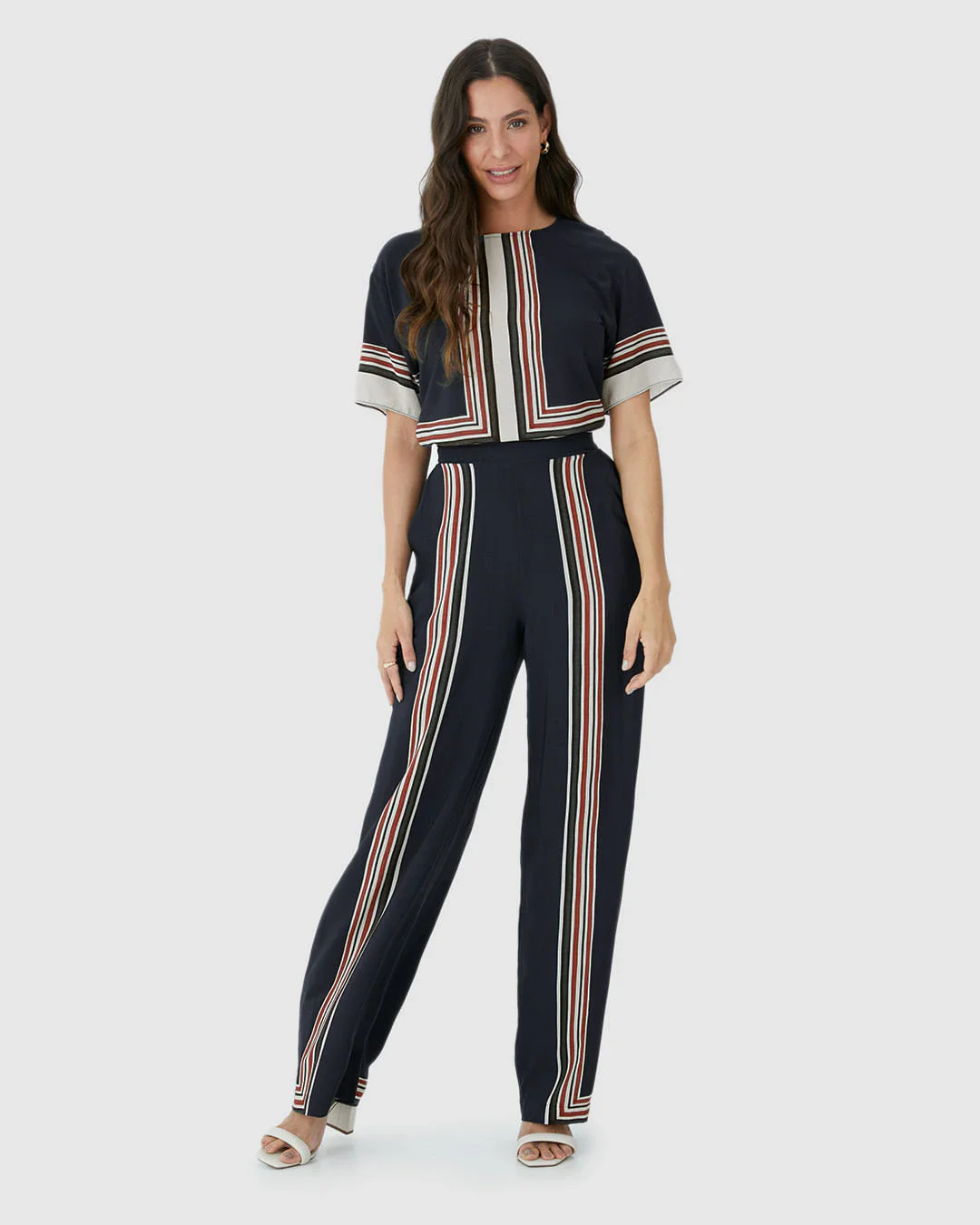 Calça Reta Feminina Com Estampa Em Viscose