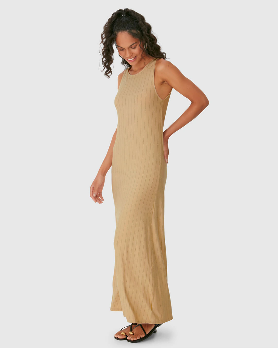 Vestido Midi Feminino Amplo Em Malha Viscose Texturizada