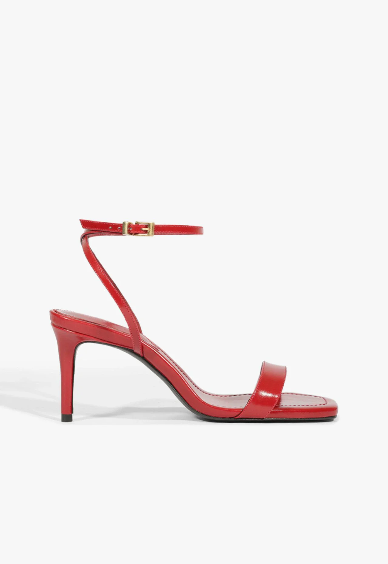 Sandália Stiletto Couro Vermelha