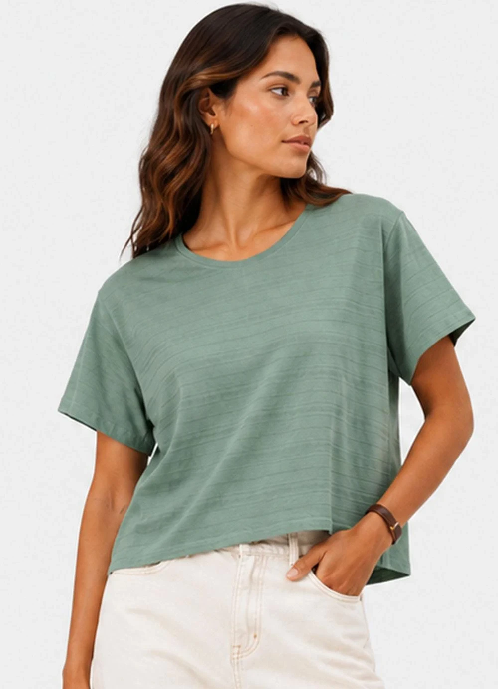 Infinita Cor - Blusa Feminina Meia Malha Maquinetado Verde