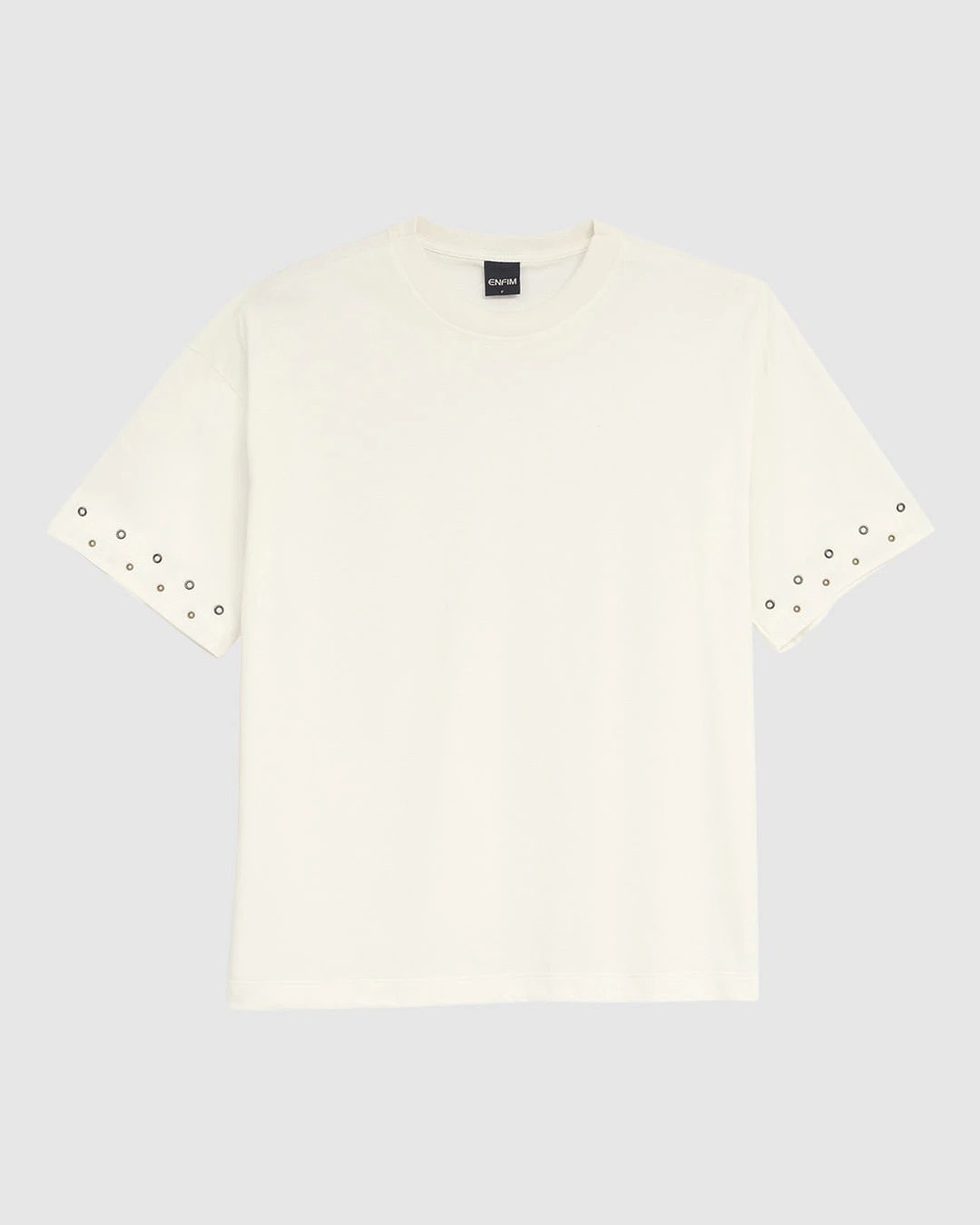 Camiseta Ampla Feminina Manga Com Aplique Termocolante Em Algodão - ENFIM