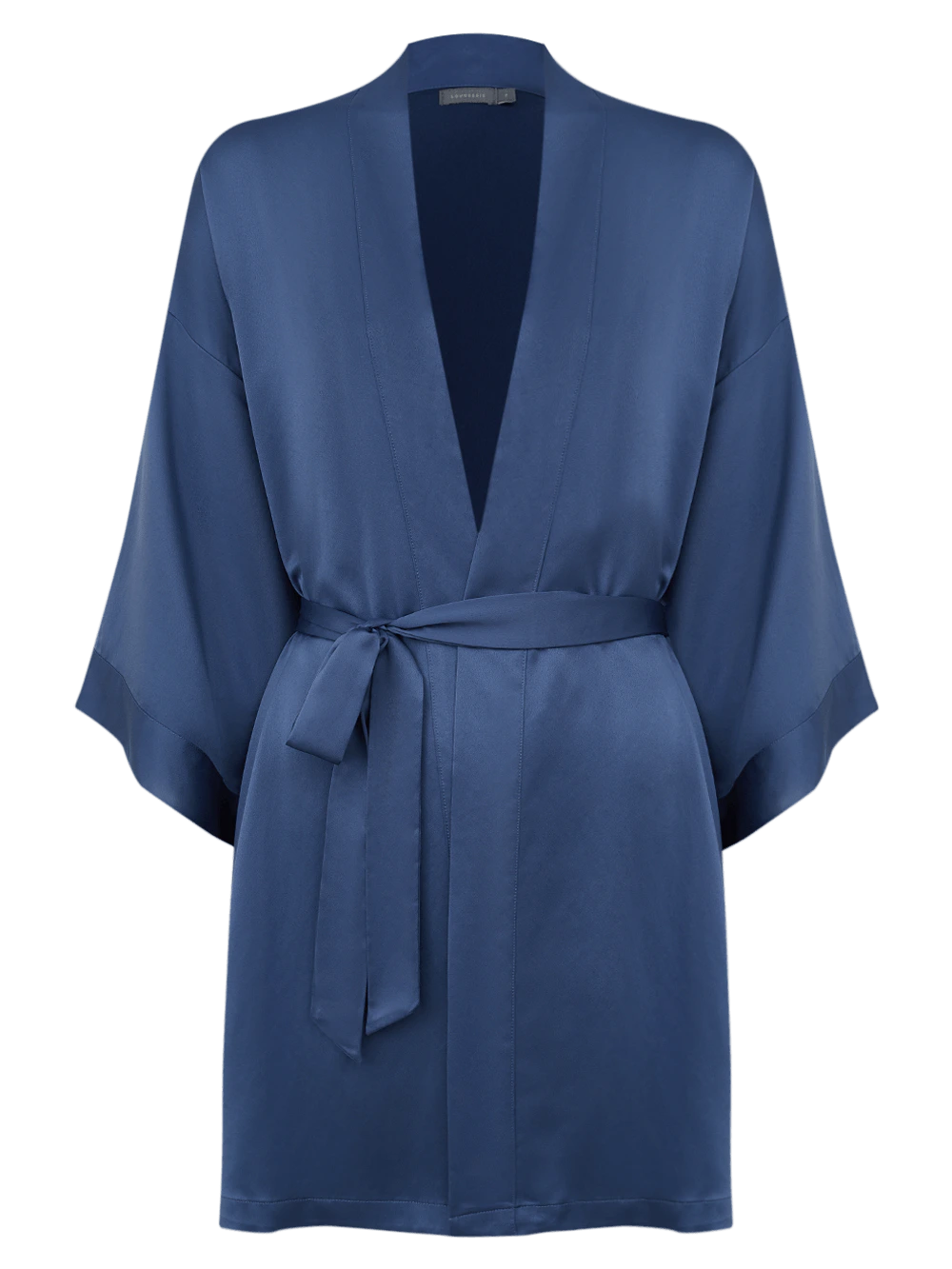 Robe Curto Manga Longa Cetim Bella Luna Azul Vintage Indigo