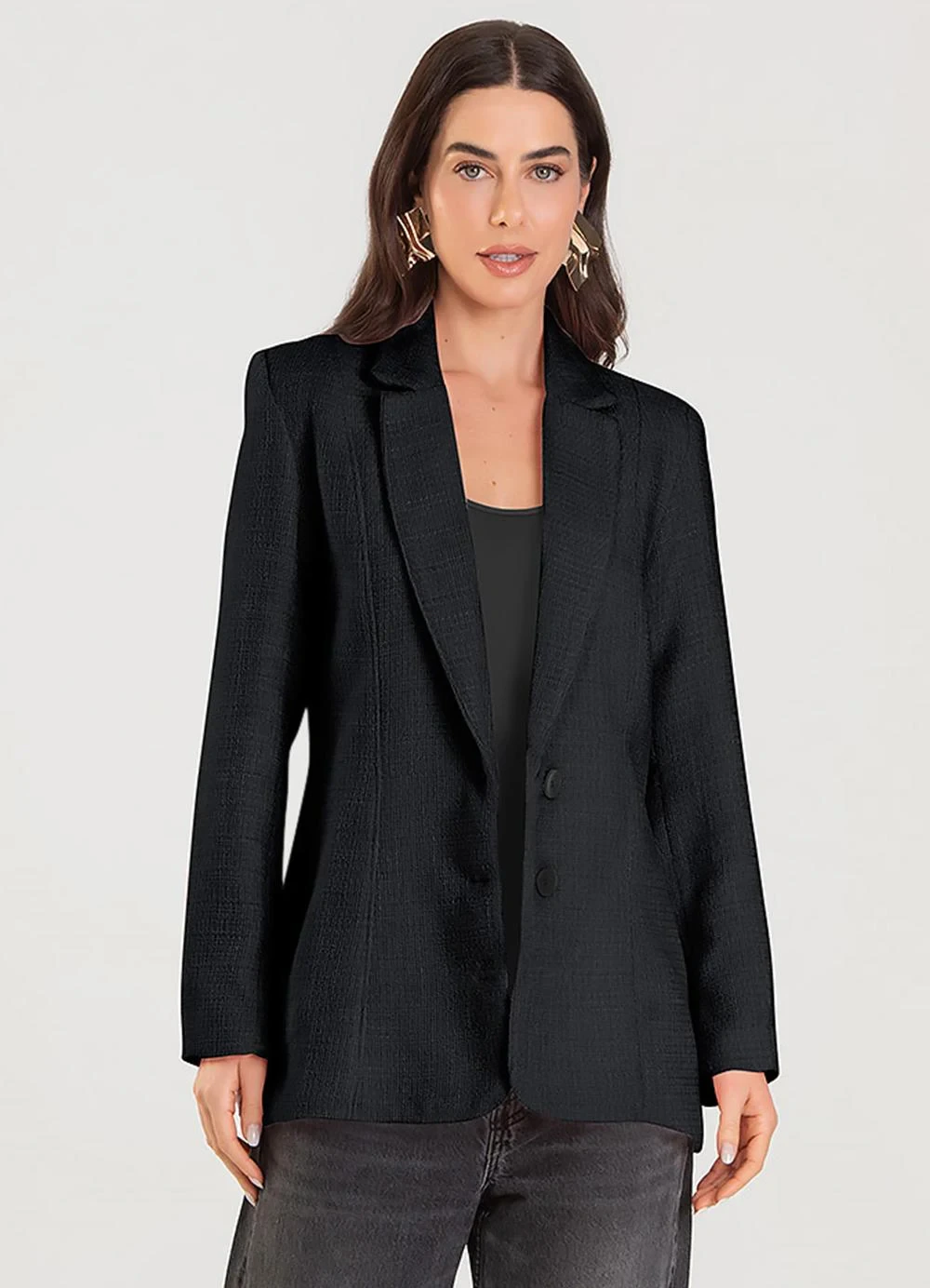 Endless - Blazer Feminino Tweed Preto