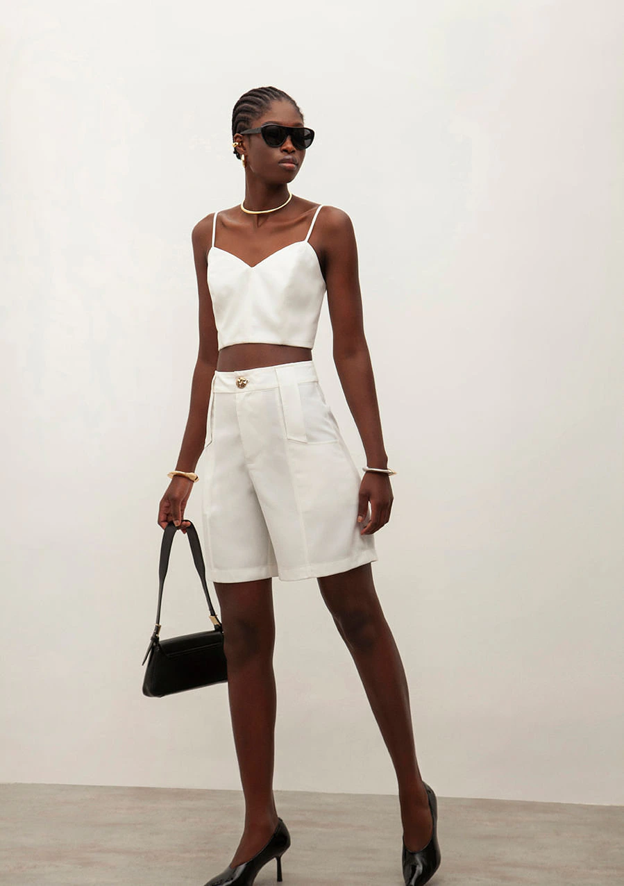 Bermuda Iódice Alfaiataria Detalhe Passante Off White