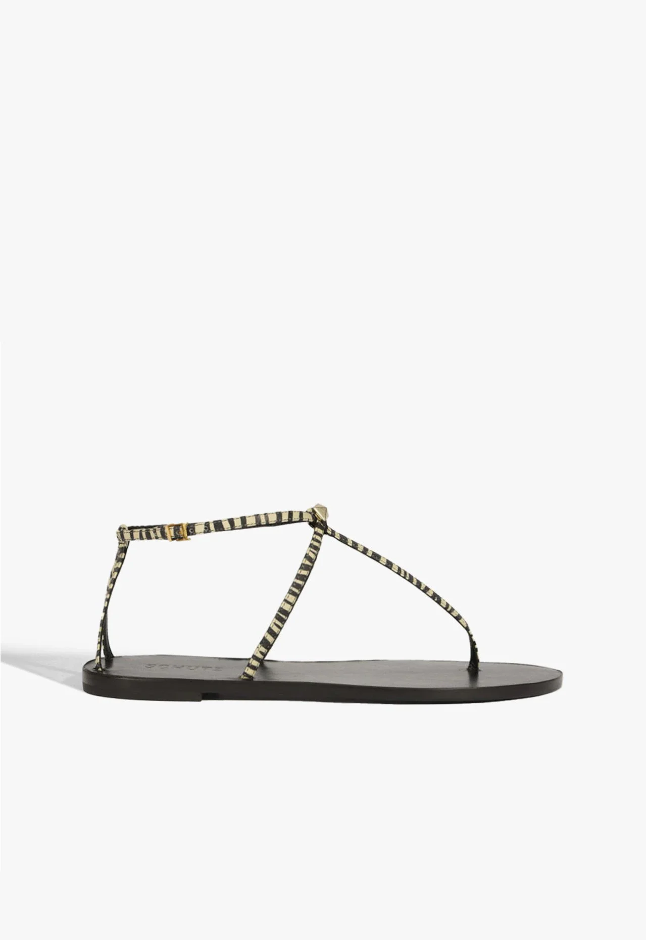 Rasteira Bico Redondo Couro Animal Print