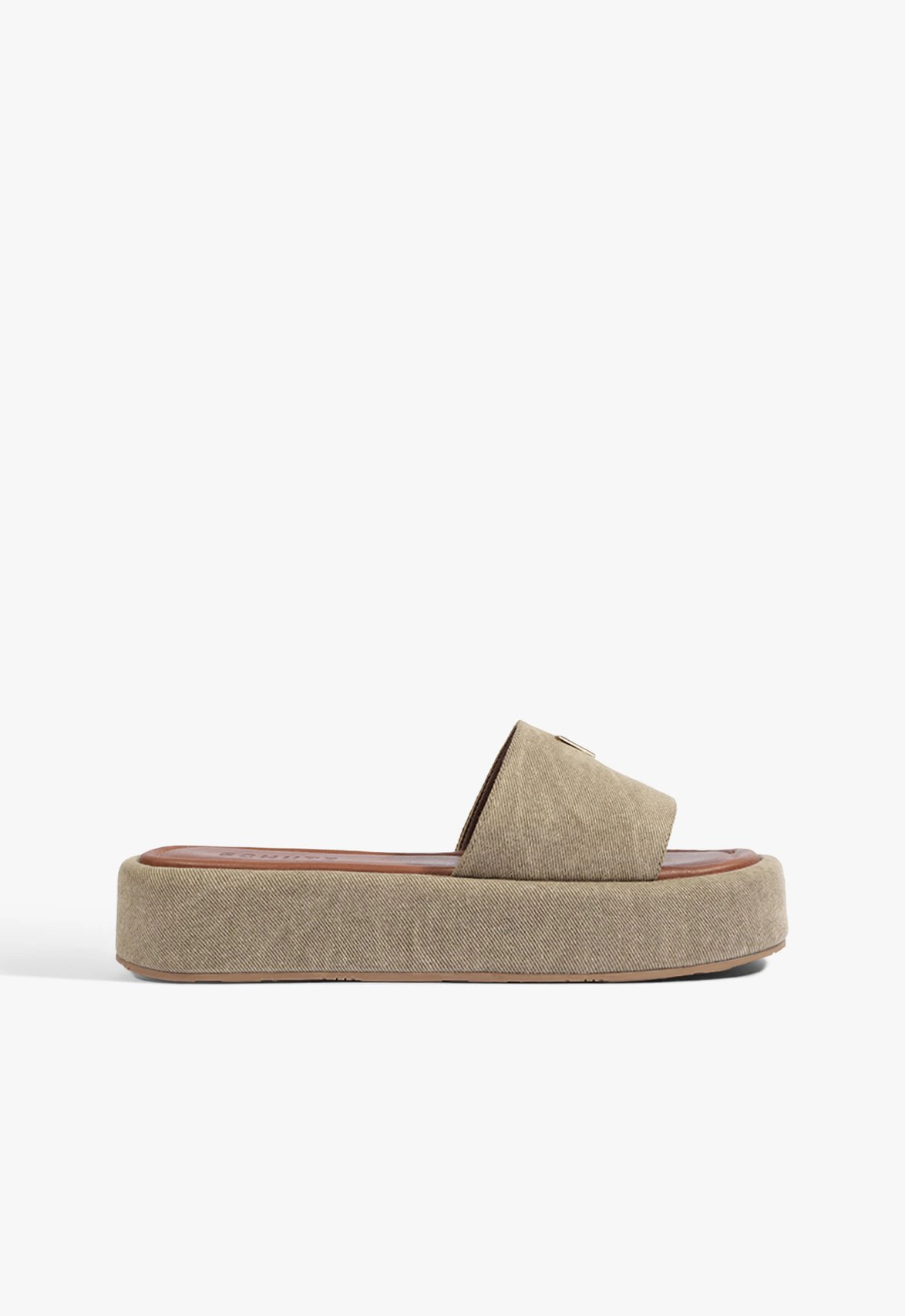Papete Flatform Bico Redondo Verde Oliva
