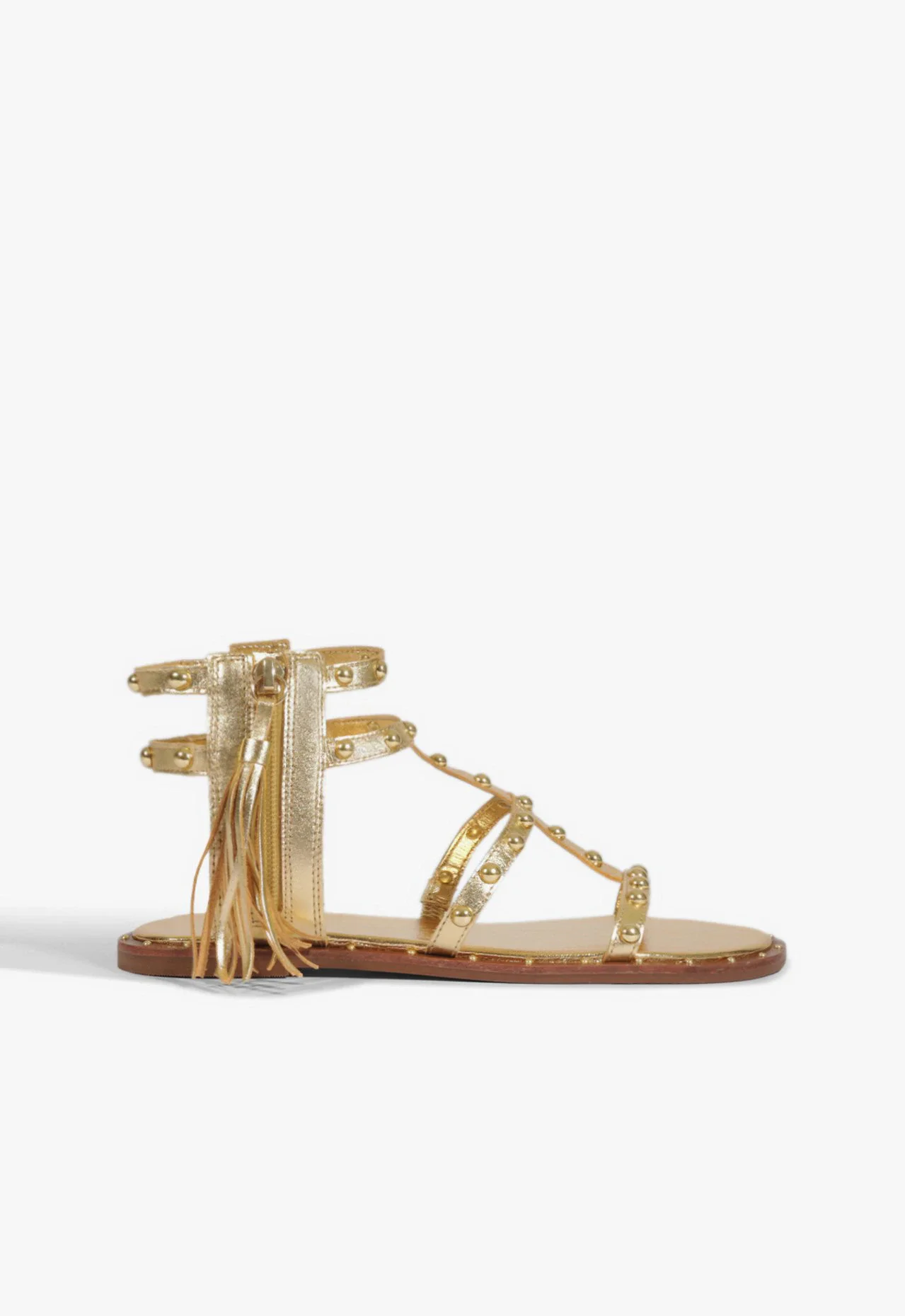 Sandália Rasteira Kanya Flat Couro Dourado