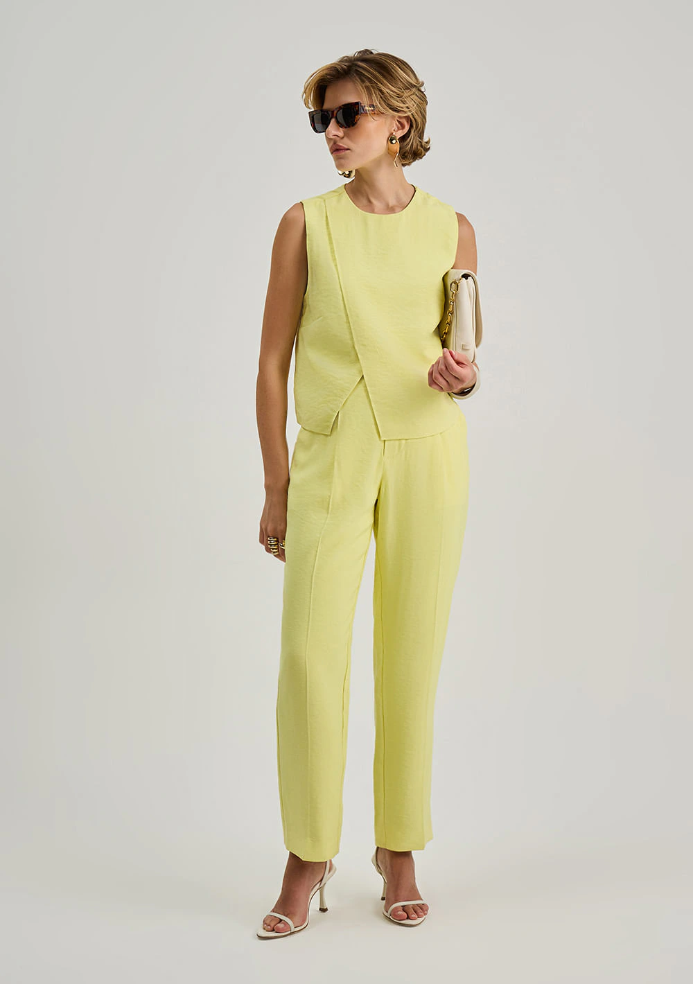 Calça Iódice Cigarrete Alta Amarelo