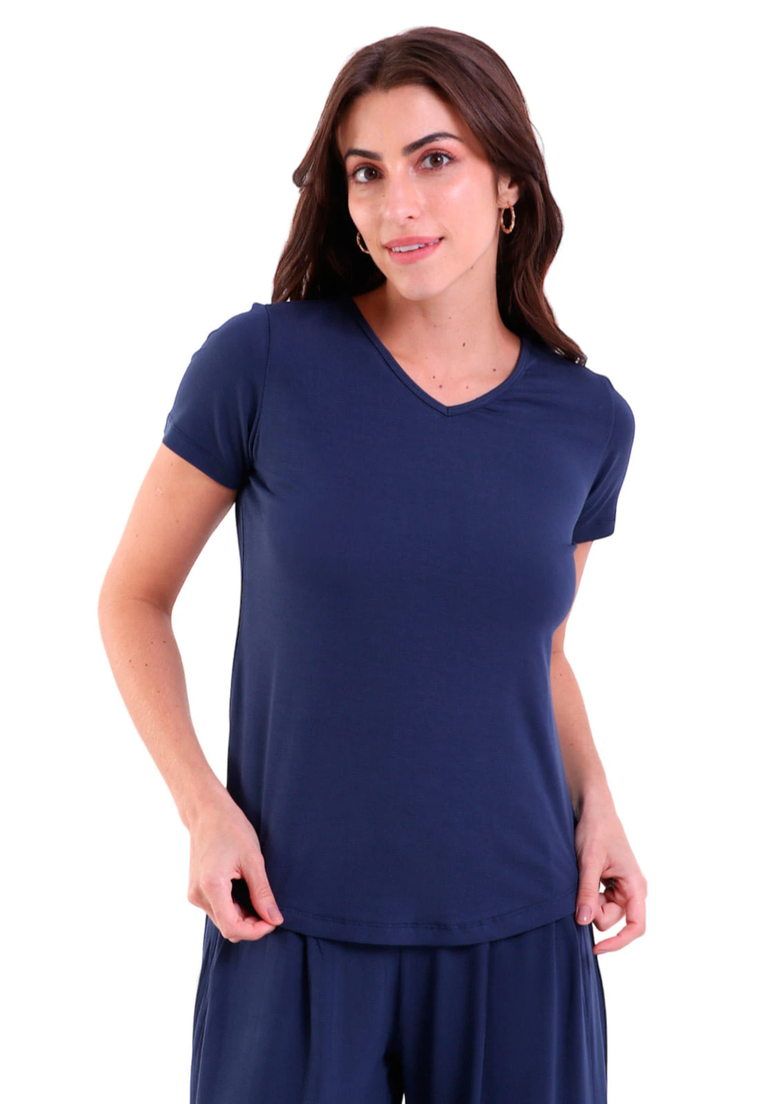 Blusa Feminina Baby Look Decote V Visco