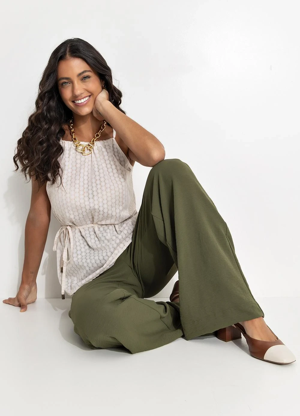 Quintess - Blusa Listrado Devorê em Voil Devorê