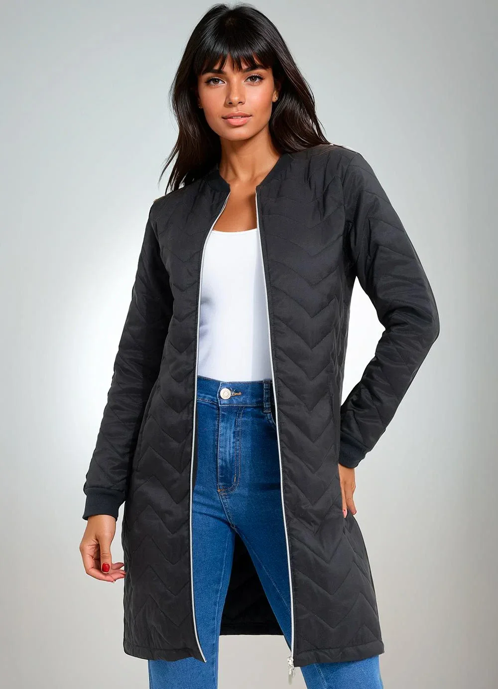 bonprix - Sobretudo Preto em Tactel