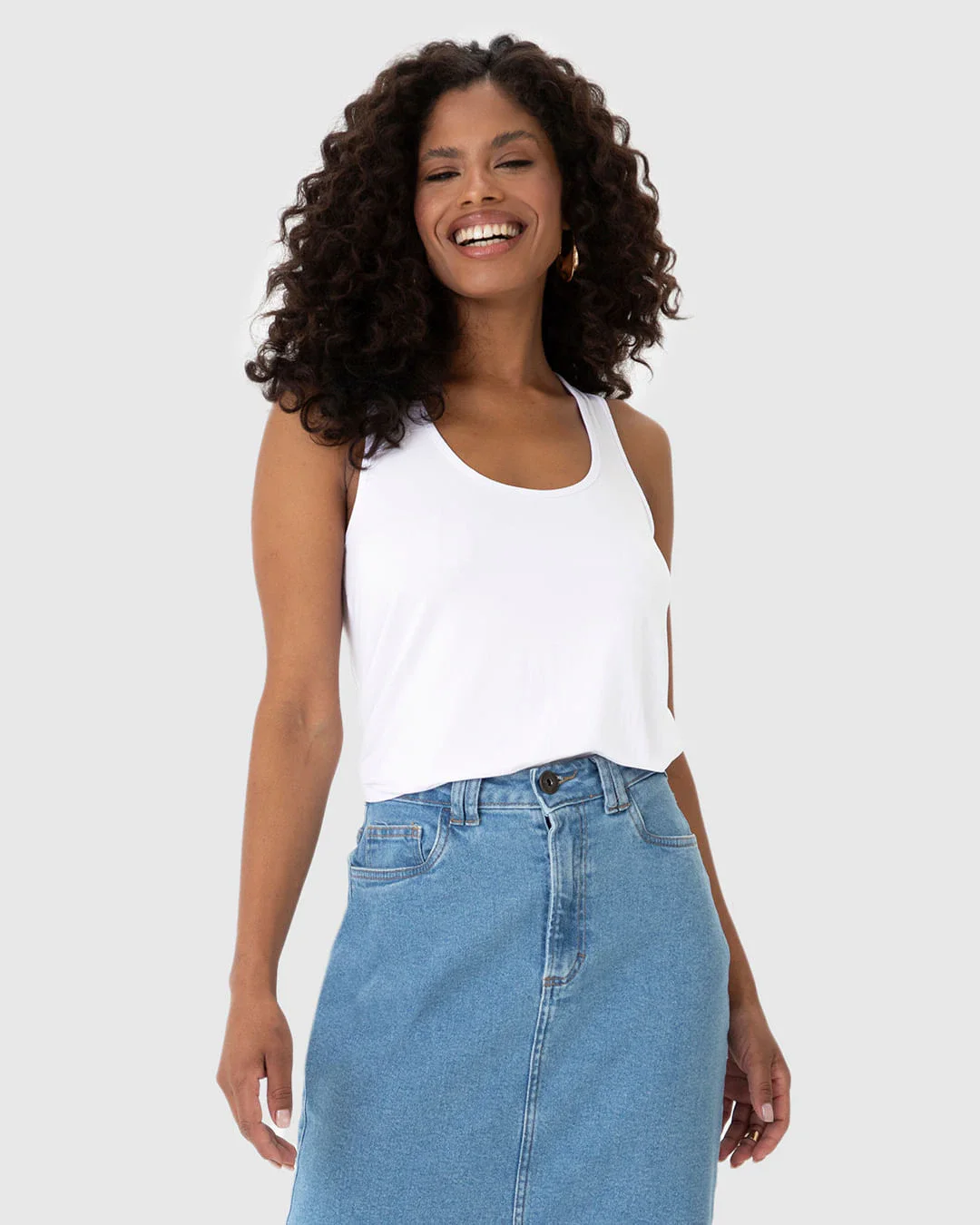 Regata Básica Feminina Decote U Em Viscose Stretch