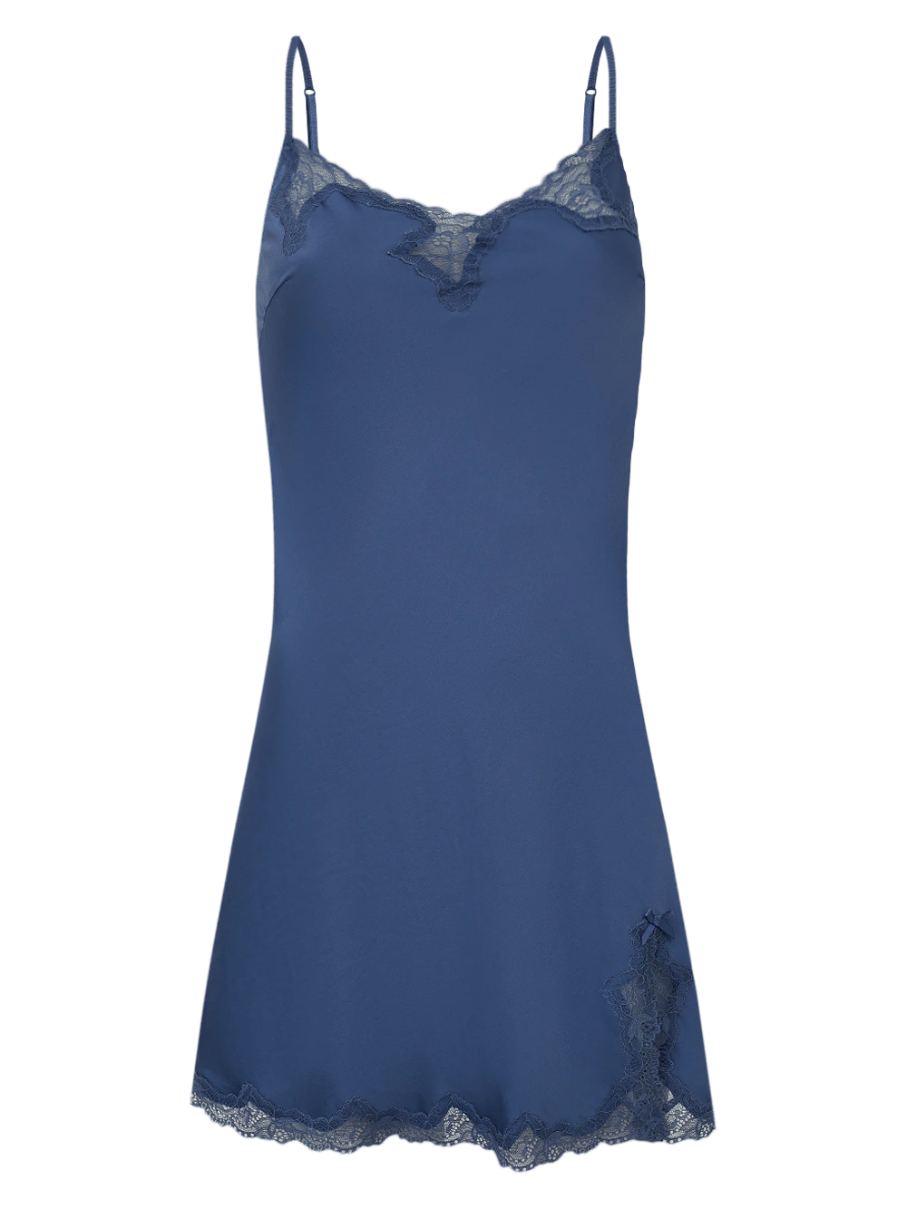 Camisola Curta Sem Manga Cetim Bella Luna Azul Vintage Indigo