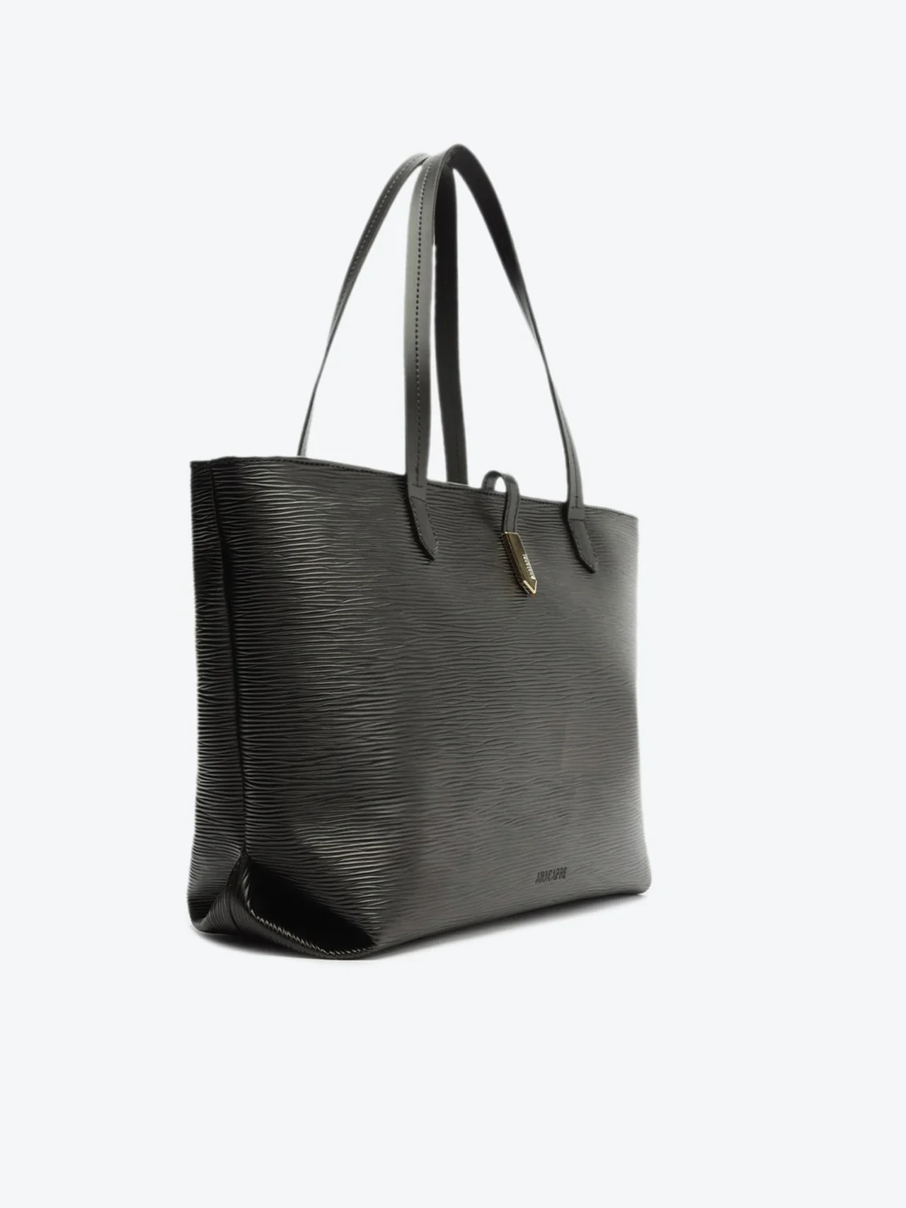 Bolsa Shopping Grande Textura Listras Preta