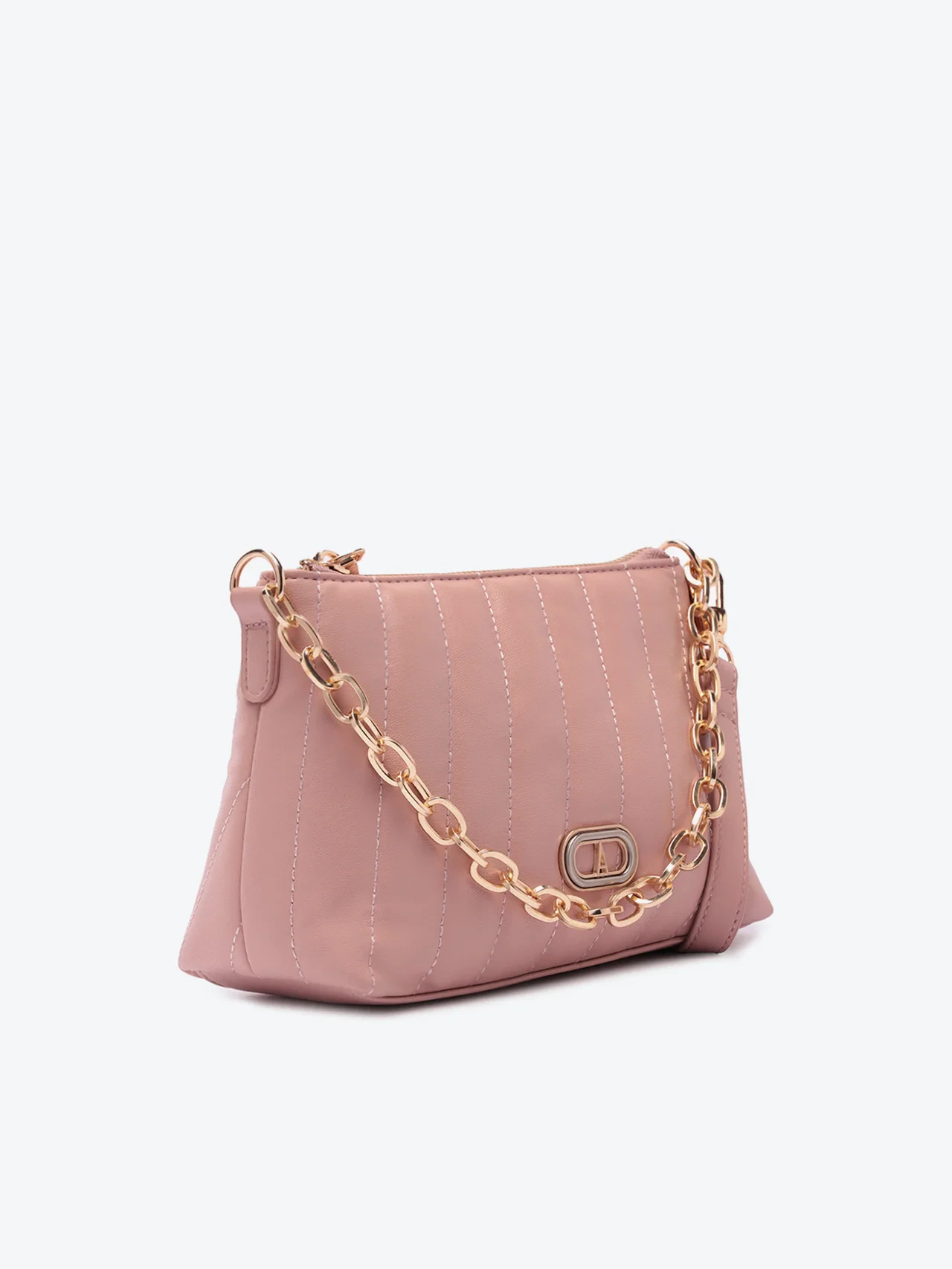 Bolsa Tiracolo Pequena Texturizada Corrente Rosa