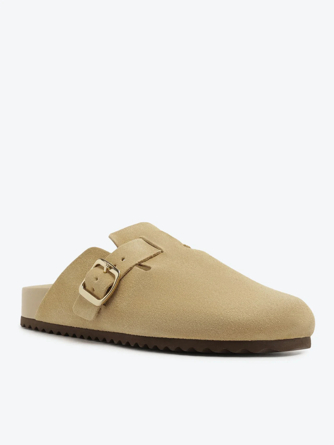 Mule Clog Acamurçada Couro Bege