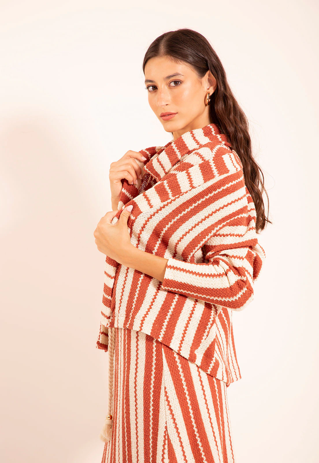 Kimono Listrado Feminino Casual