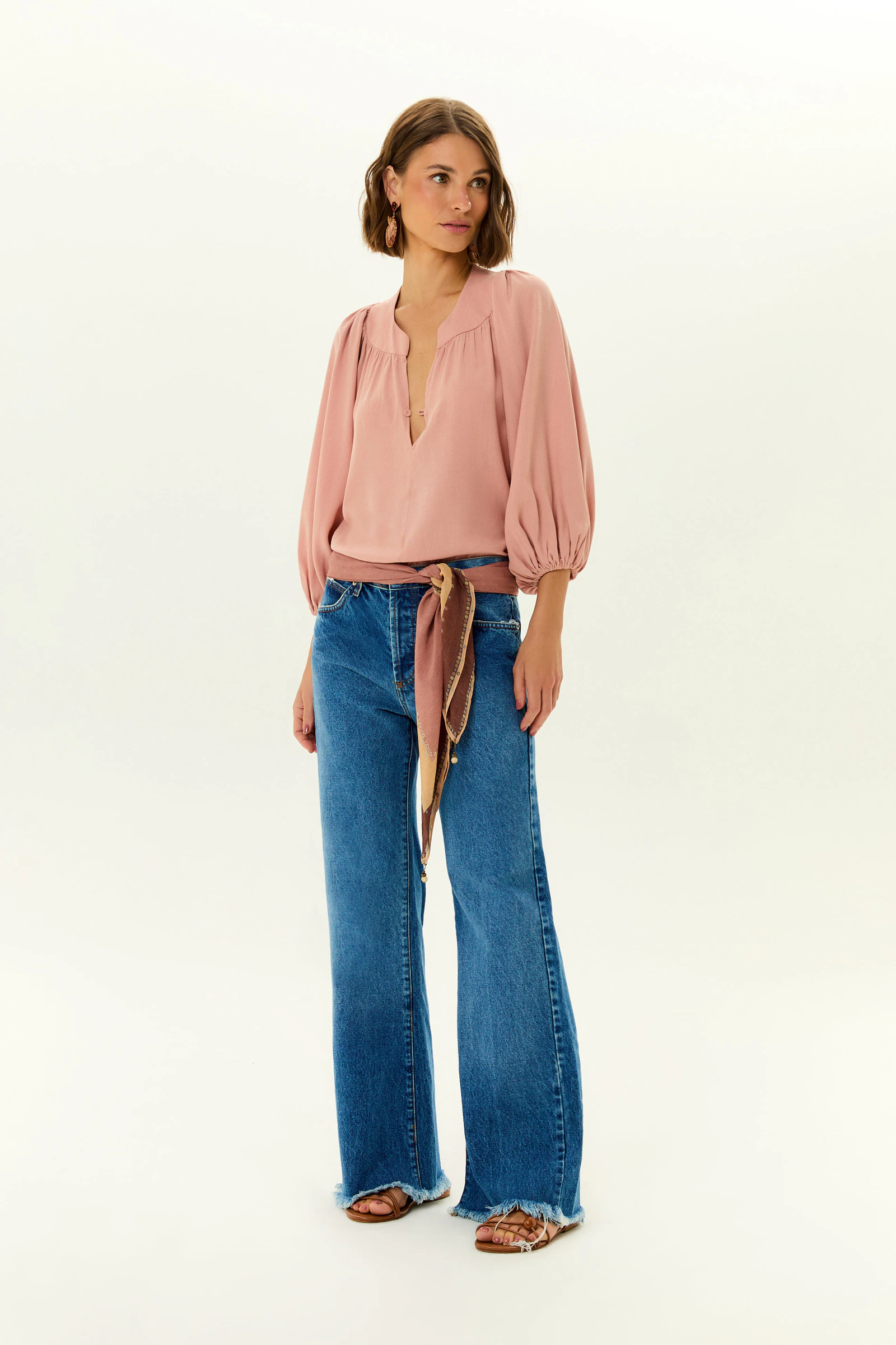 Calça Jeans Flare Botoes Braguilha