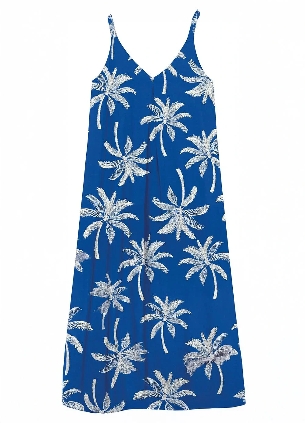 Malwee - Vestido Evasê Tropical Azul Royal