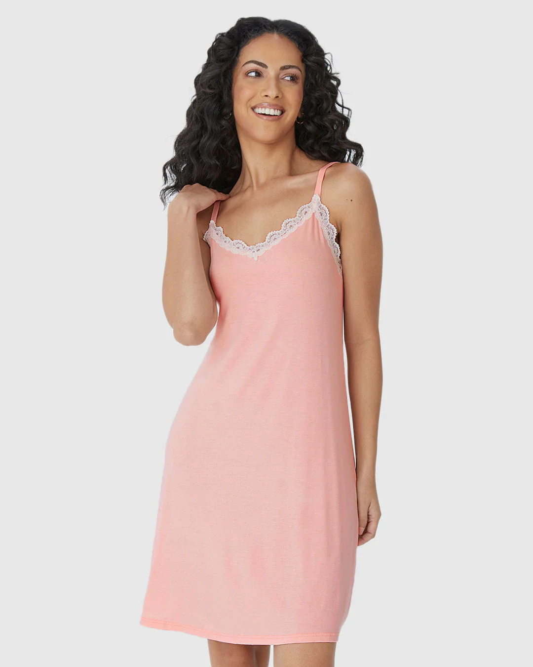 Camisola Feminina Slim Decote V Rendado Em Viscose Stretch