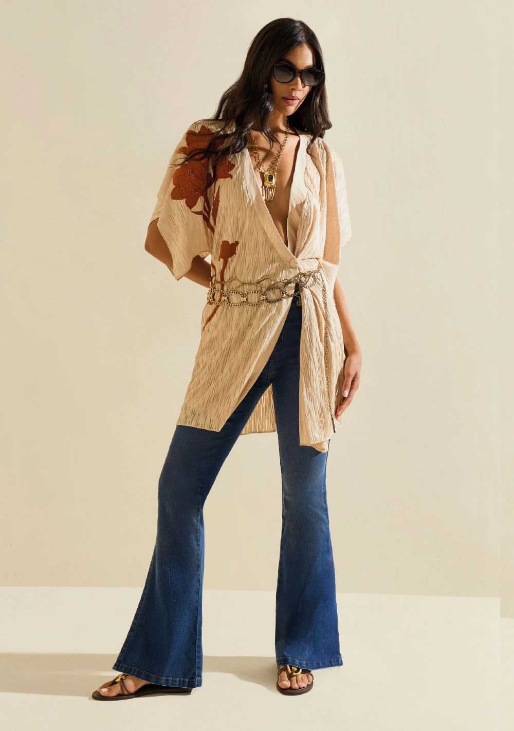 Calça Morena Rosa Boot Cut Alta Azul