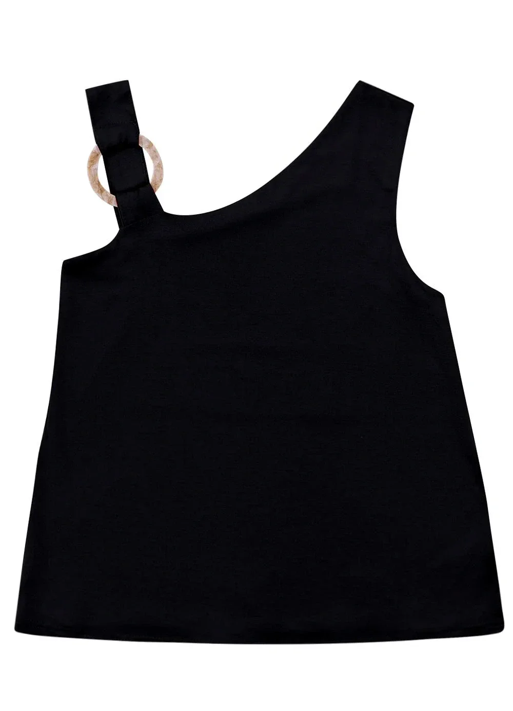 Malwee - Blusa Assimétrica com Argola Preto