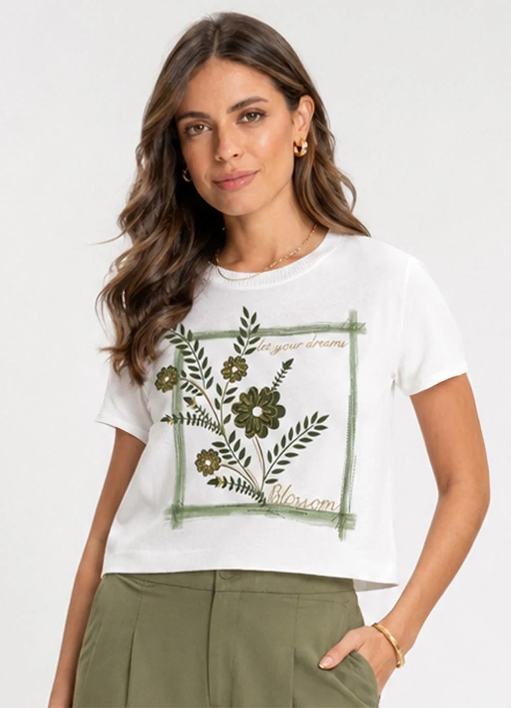 Rovitex - Blusa Feminina Visco Premiere Estampa Bege