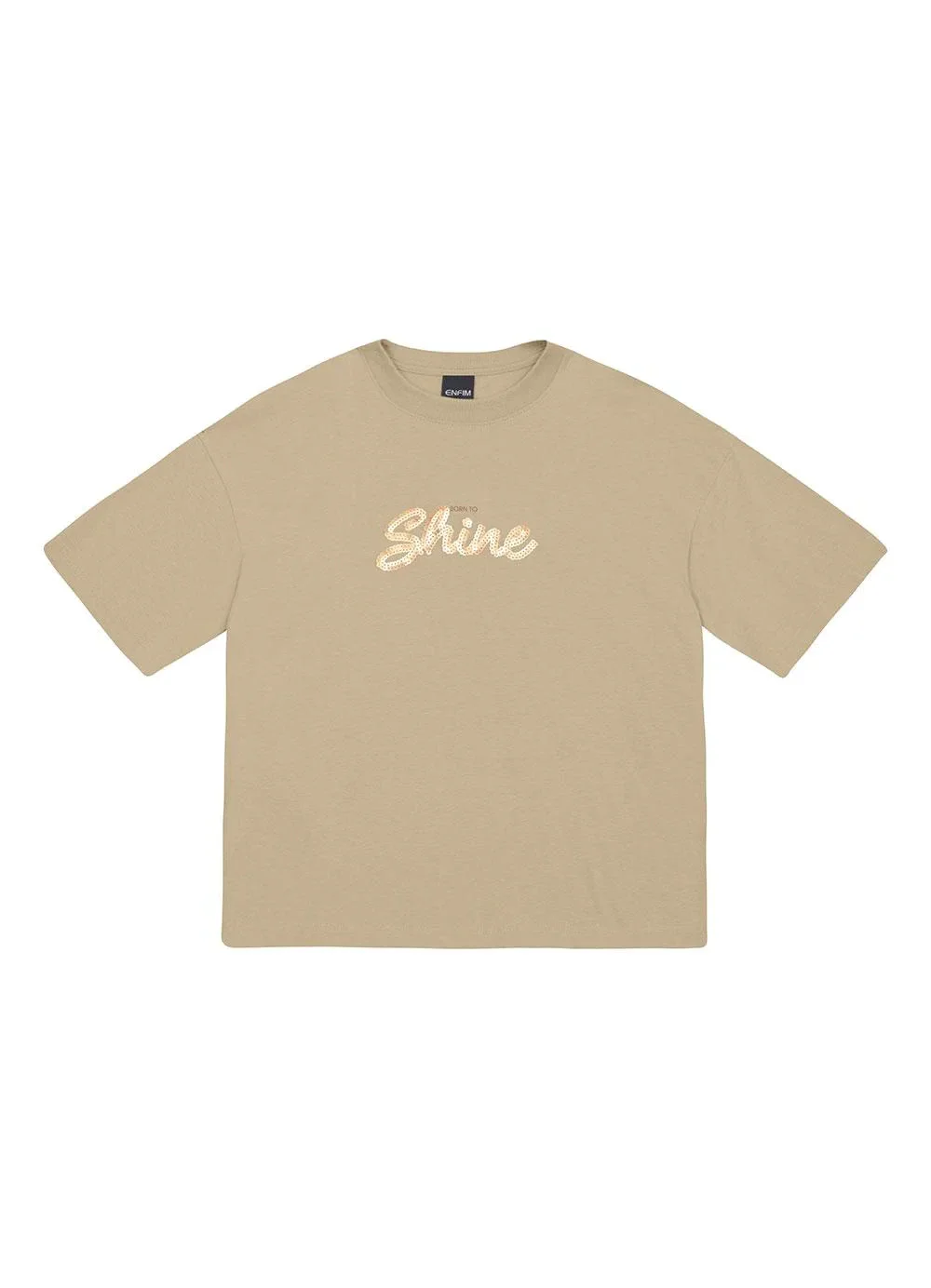 Enfim - Camiseta Ampla Shine Bege