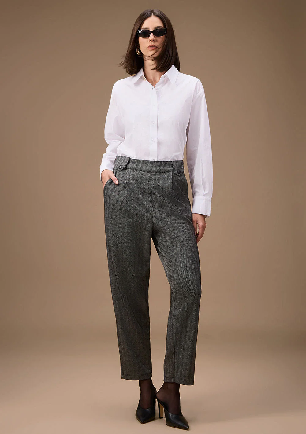 Calça Maria.Valentina Cenoura Alta Cinza